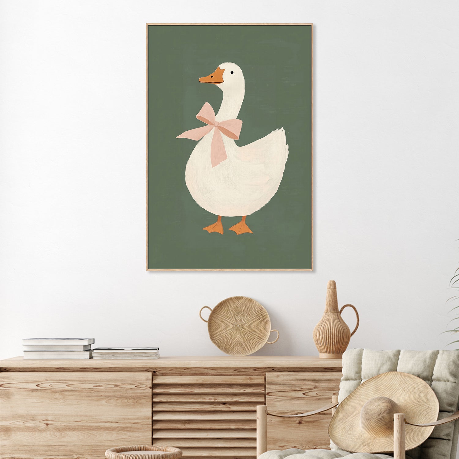 wall-art-print-canvas-poster-framed-Duck With Pink Bow , By Melloi Art-2