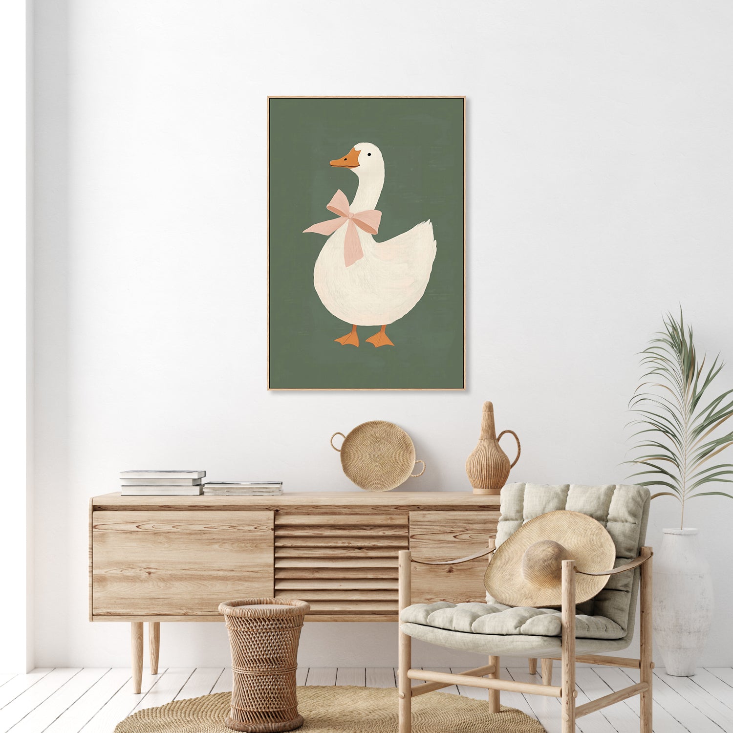 wall-art-print-canvas-poster-framed-Duck With Pink Bow , By Melloi Art-7