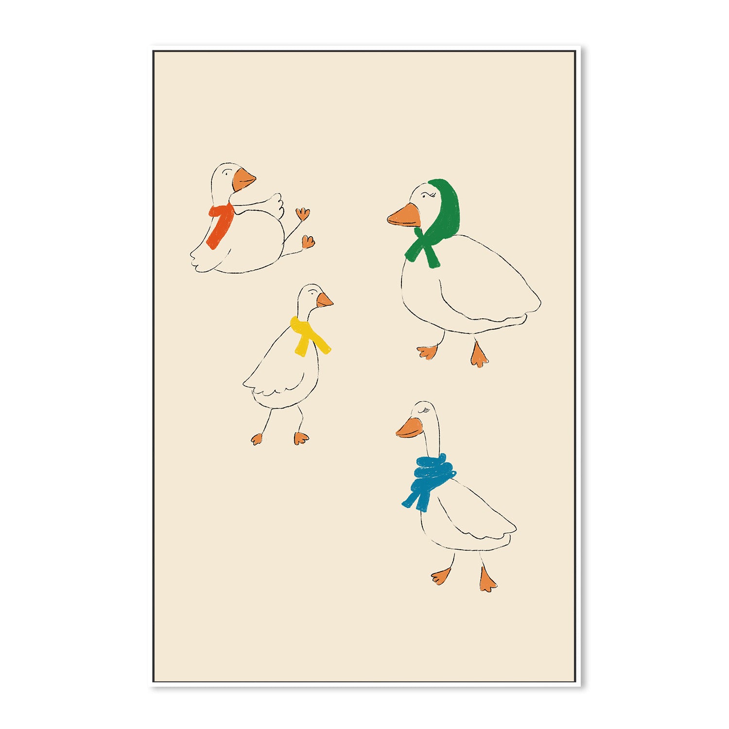 wall-art-print-canvas-poster-framed-Ducks Adorned in Colorful Scarves-5