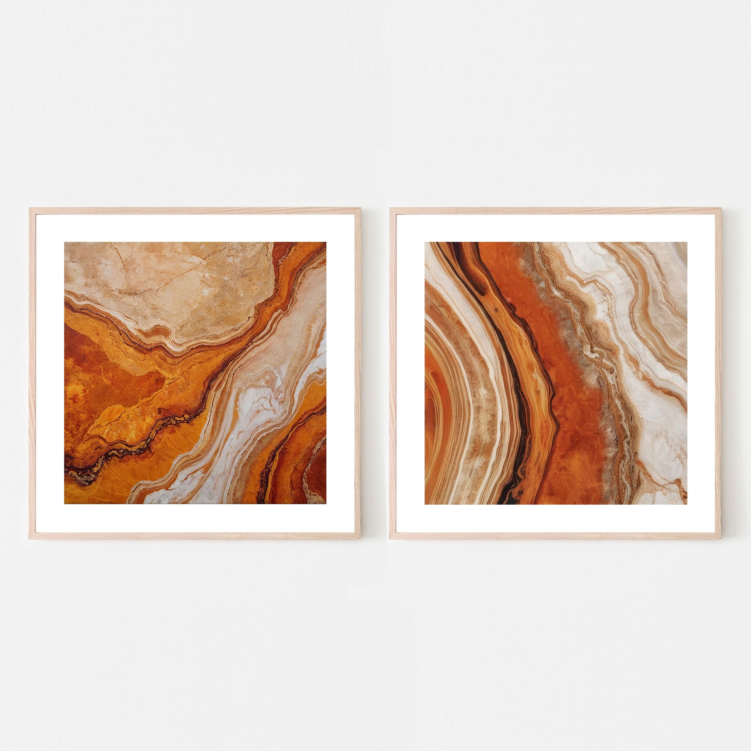 wall-art-print-canvas-poster-framed-Earth Inspired Abstract & Orange and Beige Marble Textures, Set Of 2 , By Alpenglow Workshop-6