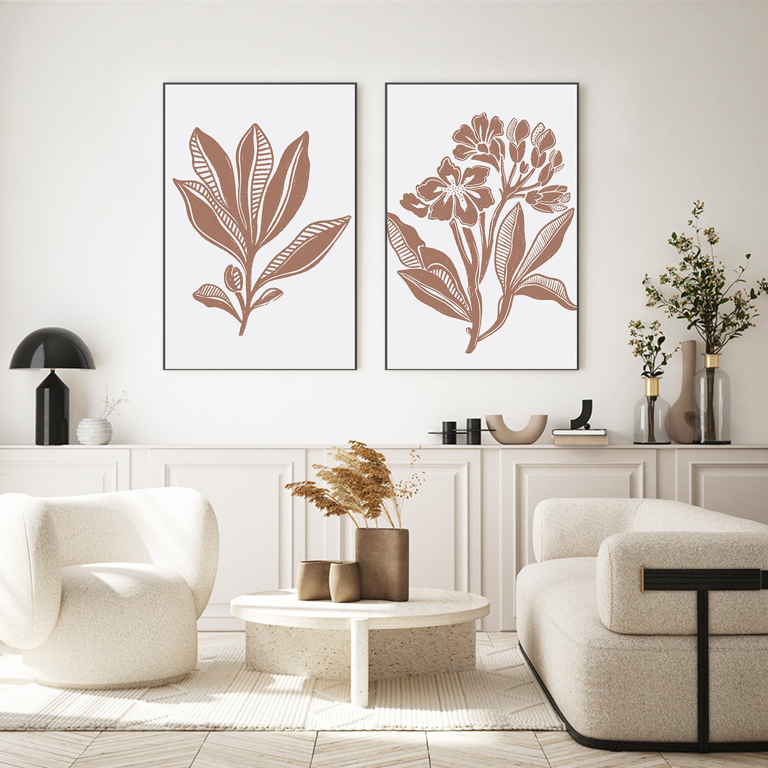 wall-art-print-canvas-poster-framed-Earthy Florals & Earthy Foliage, Set Of 2 , By Nikita Jariwala-7