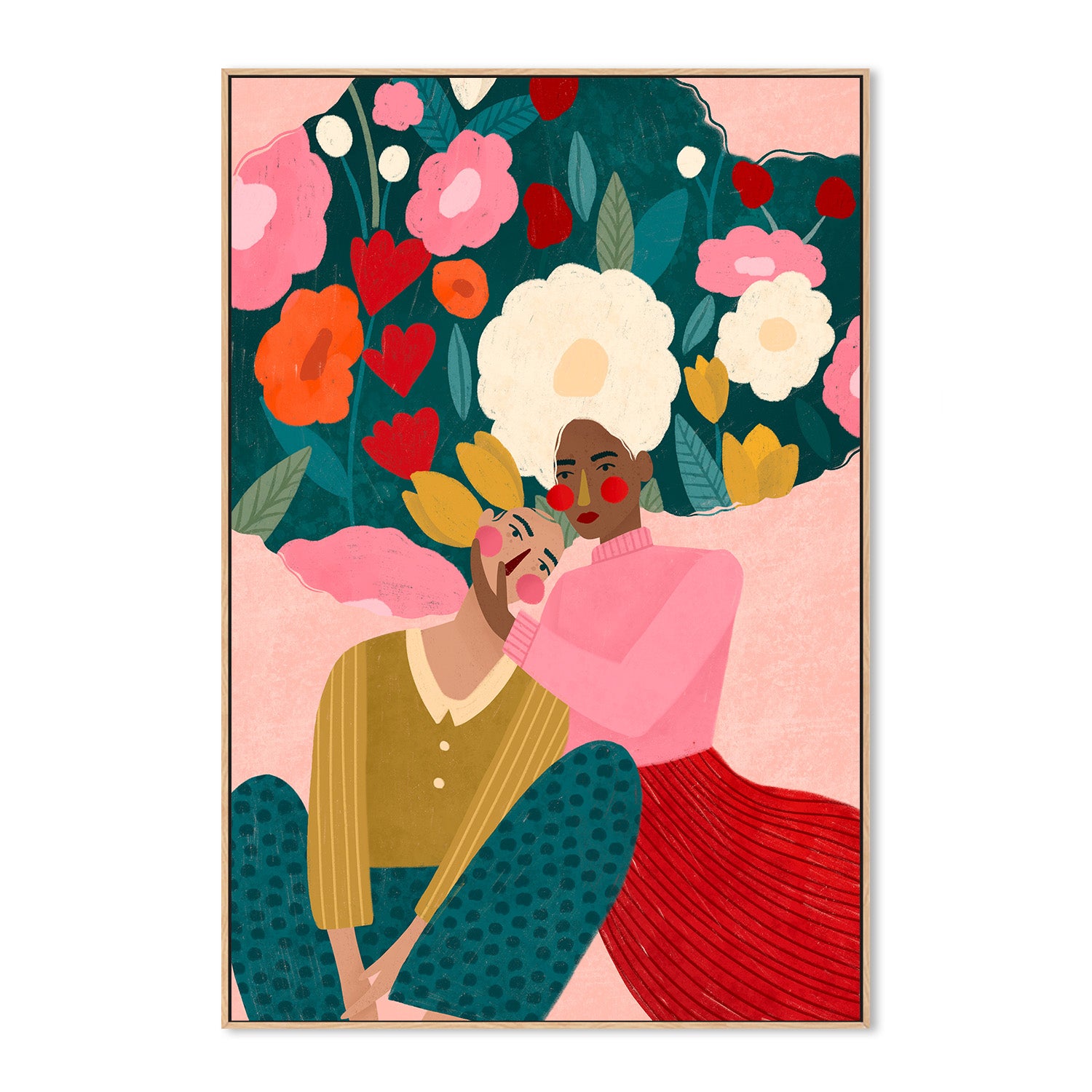 wall-art-print-canvas-poster-framed-Embracing Couple In Floral Embrace-4