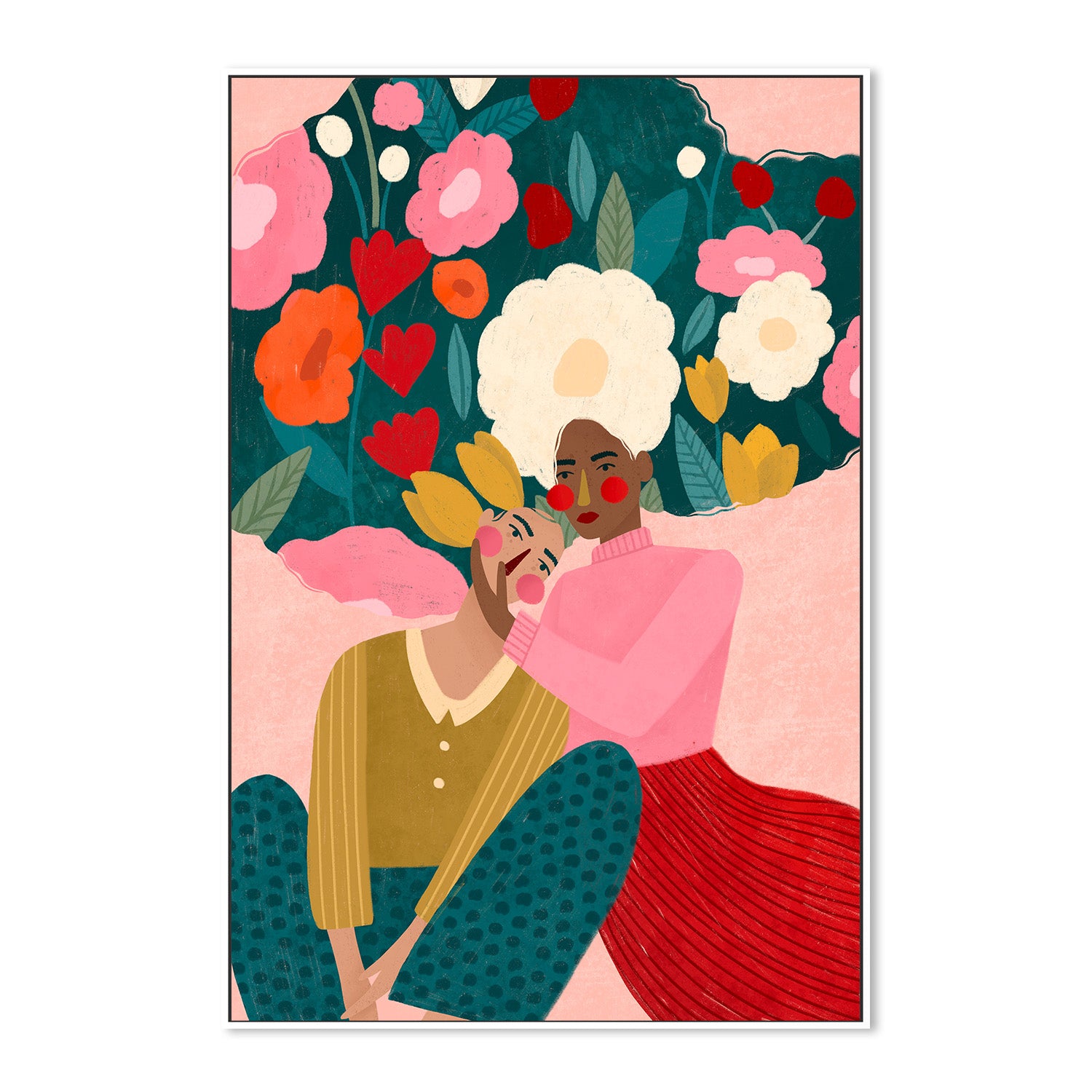 wall-art-print-canvas-poster-framed-Embracing Couple In Floral Embrace-5