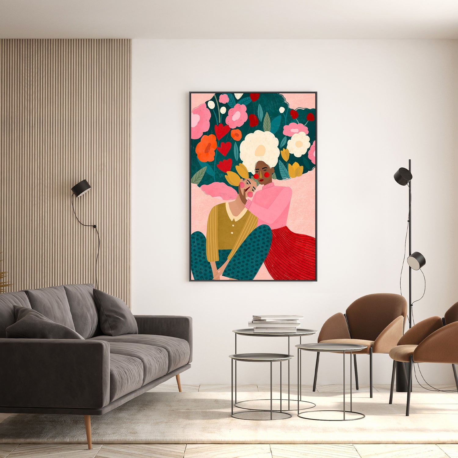 wall-art-print-canvas-poster-framed-Embracing Couple In Floral Embrace-7