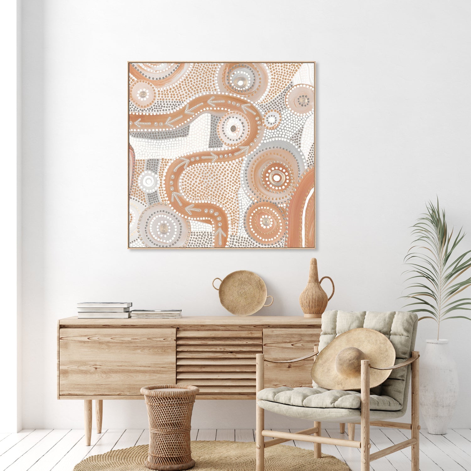 wall-art-print-canvas-poster-framed-Emu Dreaming, Peach Colour , By Domica Hill-7