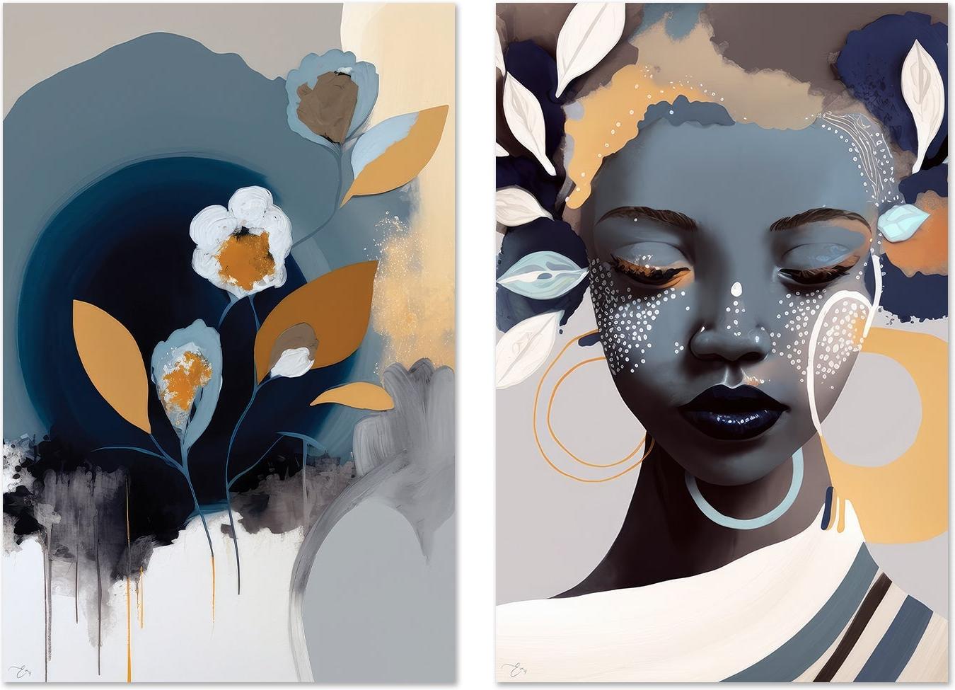 Esi Abstract, Set Of 2 , By Bella Eve Wall Art Print Framed Canvas