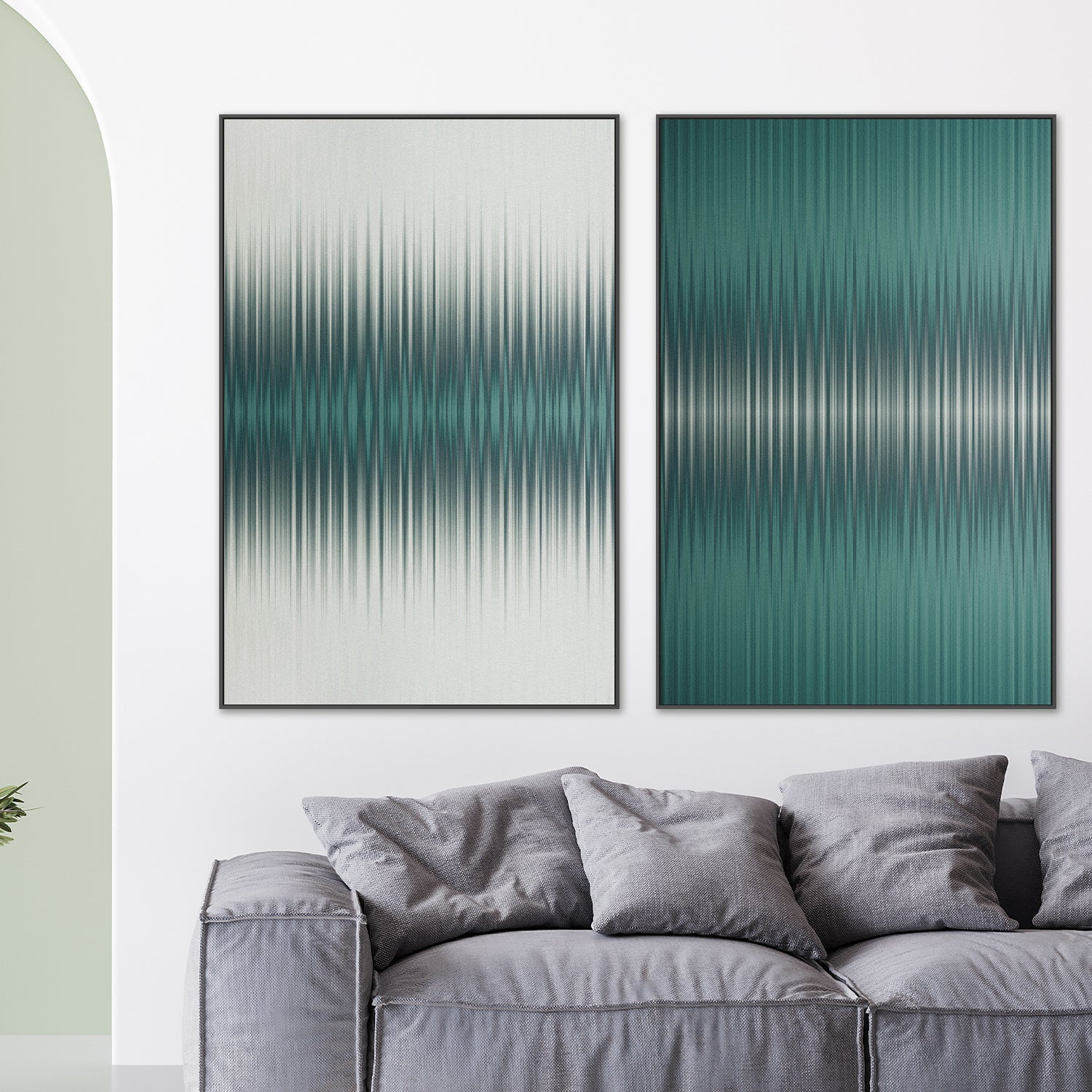 wall-art-print-canvas-poster-framed-Euphoria, White and Green, Style A & B, Set Of 2 , By Alma-2