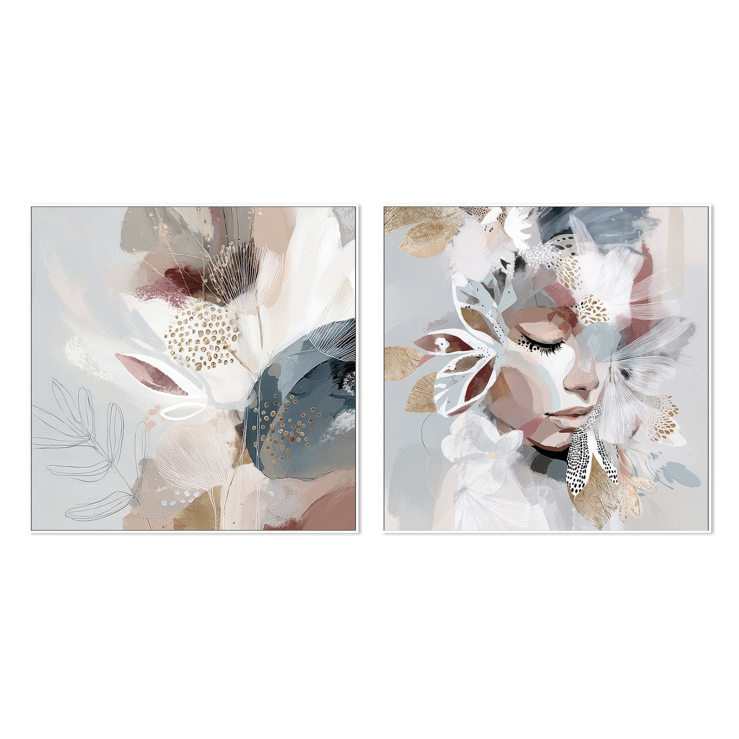 wall-art-print-canvas-poster-framed-EvieBelle, Left And Right, Set Of 2-5