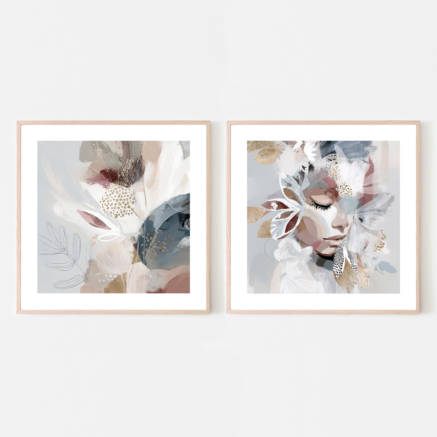 wall-art-print-canvas-poster-framed-EvieBelle, Left And Right, Set Of 2-6