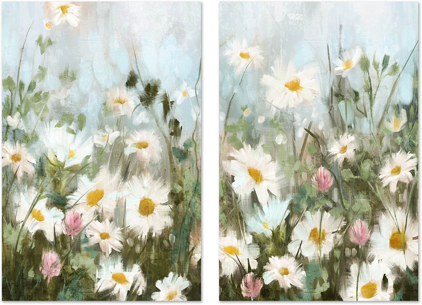 wall-art-print-canvas-poster-framed-Field Of Daisies, Style A & B, Set Of 2 , By Nina Blue-1