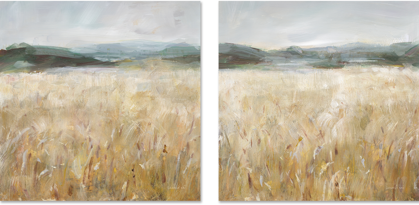 wall-art-print-canvas-poster-framed-Field of Gold, Style A & B, Set Of 2 , By Danhui Nai-1