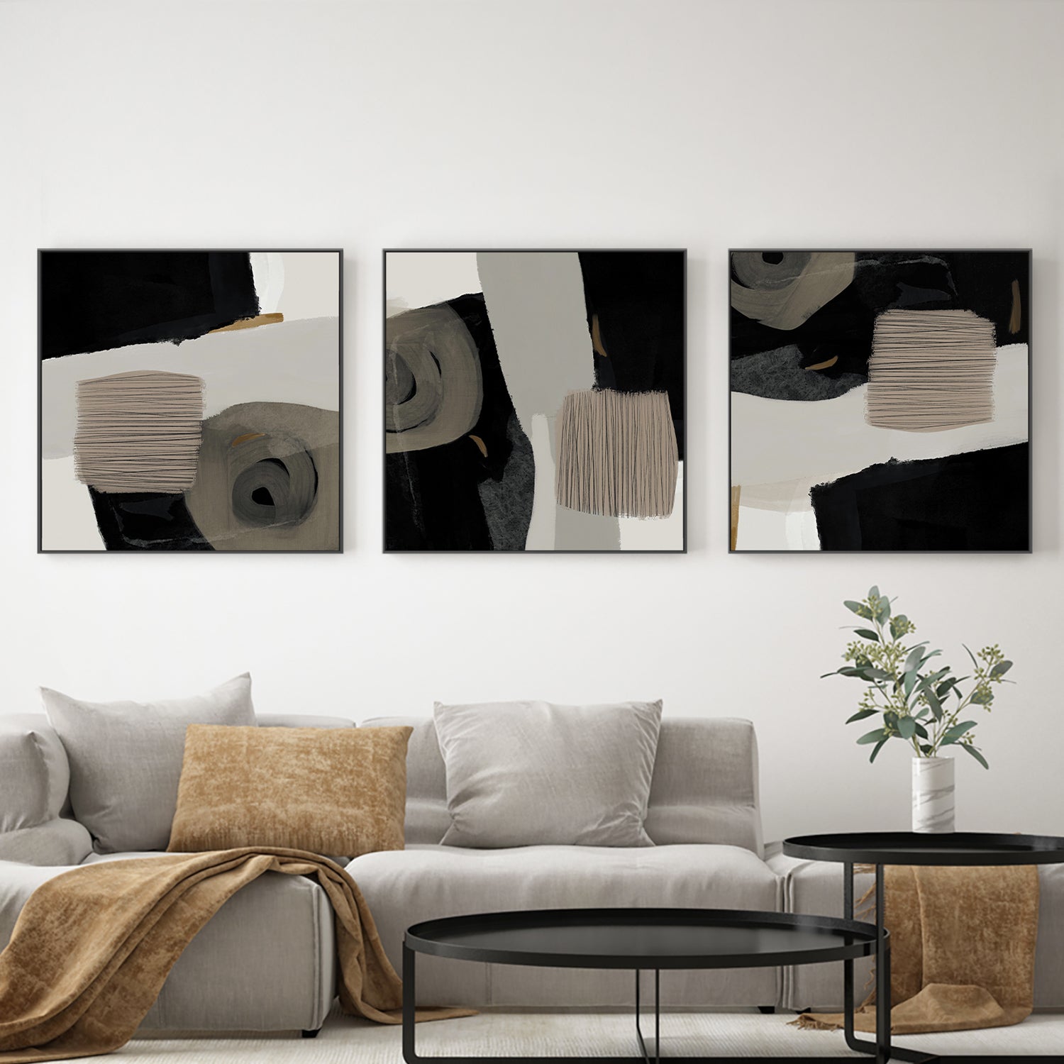 wall-art-print-canvas-poster-framed-Fine Textures, Style A, B & C, Set Of 3 , By Rohan Sharma-2