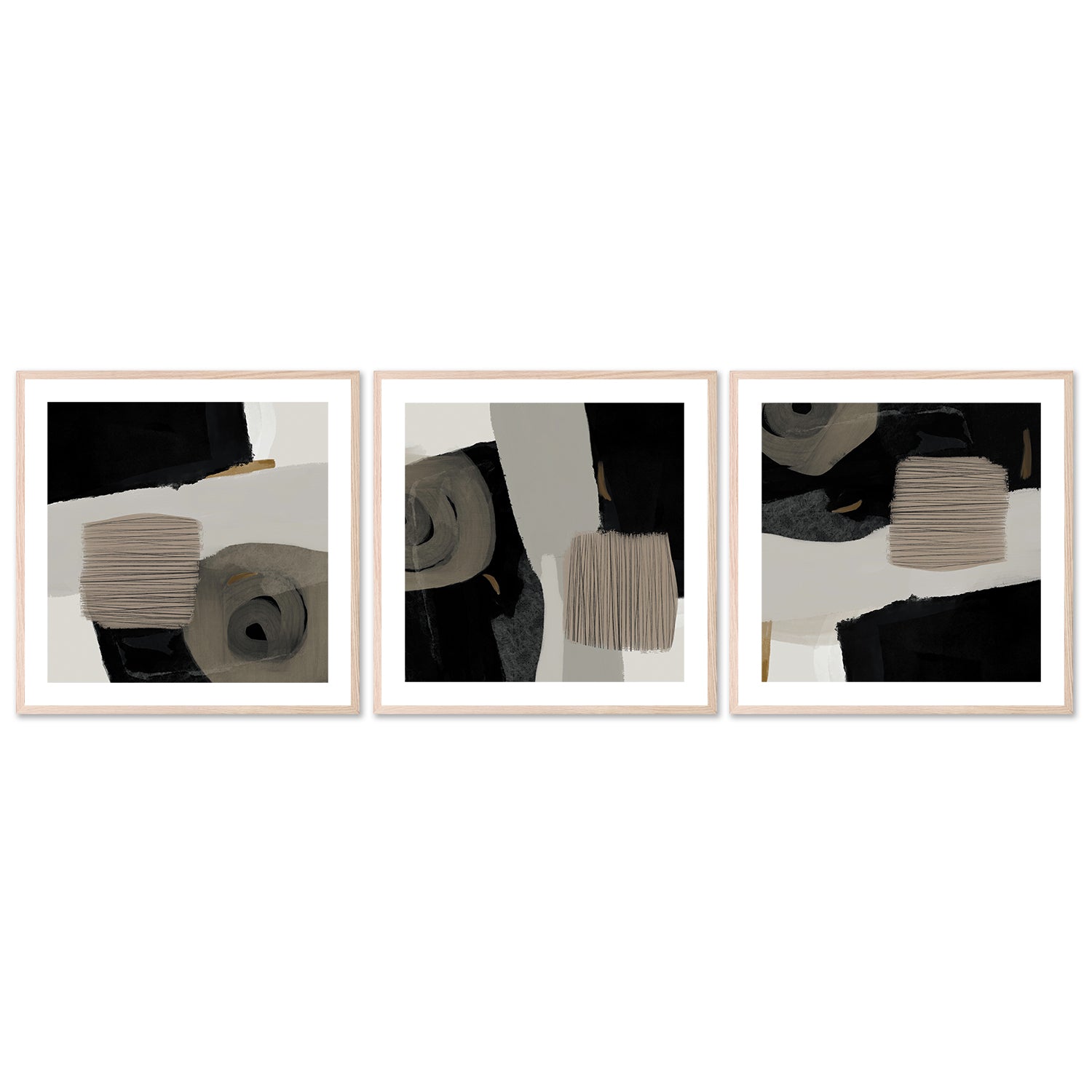 wall-art-print-canvas-poster-framed-Fine Textures, Style A, B & C, Set Of 3 , By Rohan Sharma-6