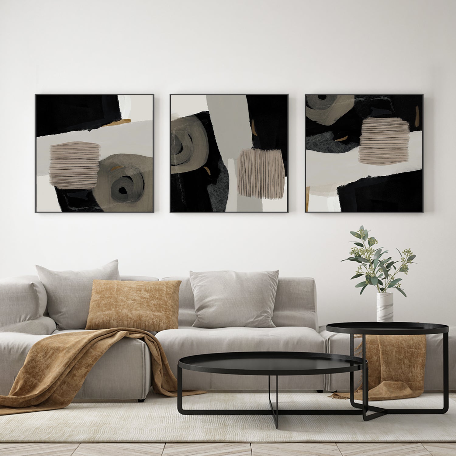wall-art-print-canvas-poster-framed-Fine Textures, Style A, B & C, Set Of 3 , By Rohan Sharma-7