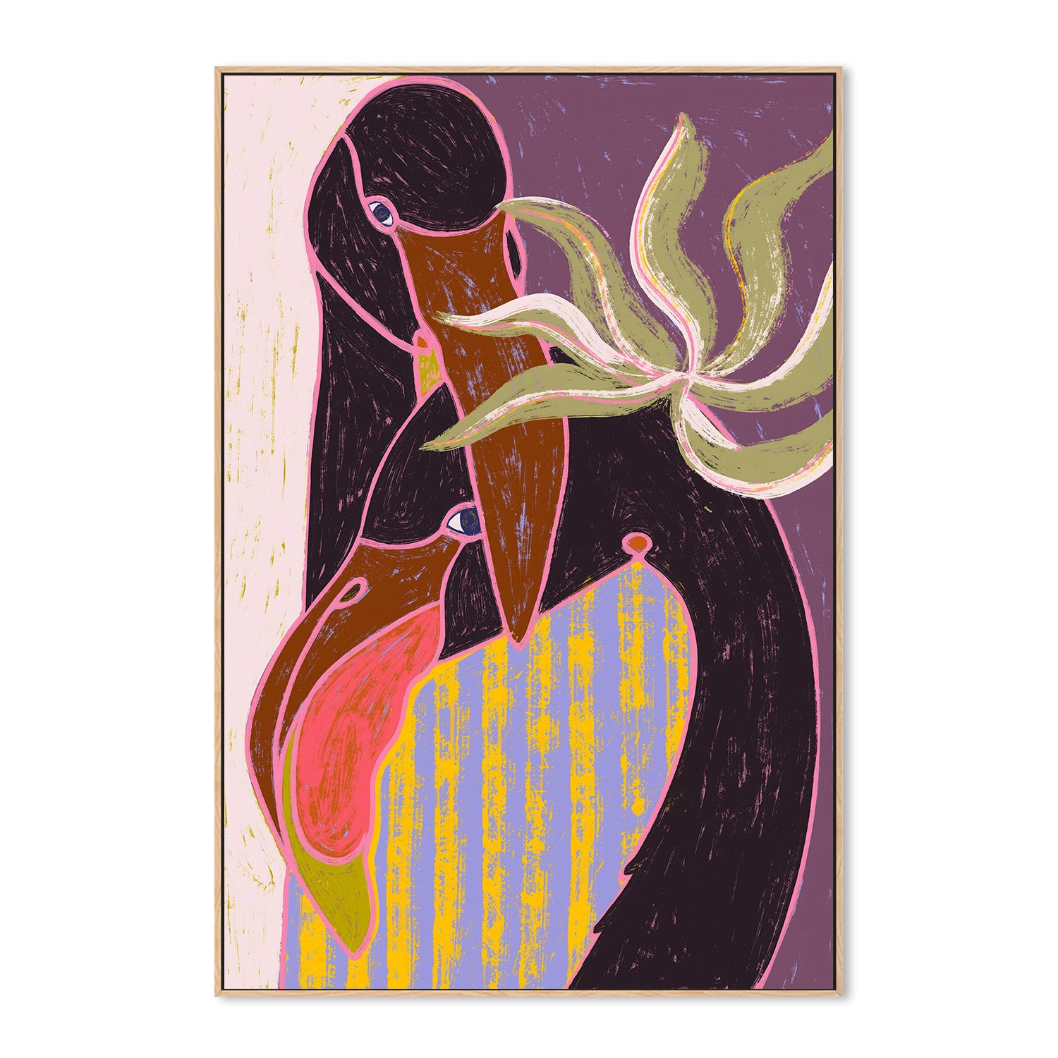 wall-art-print-canvas-poster-framed-Flamingo Harp Duet-4