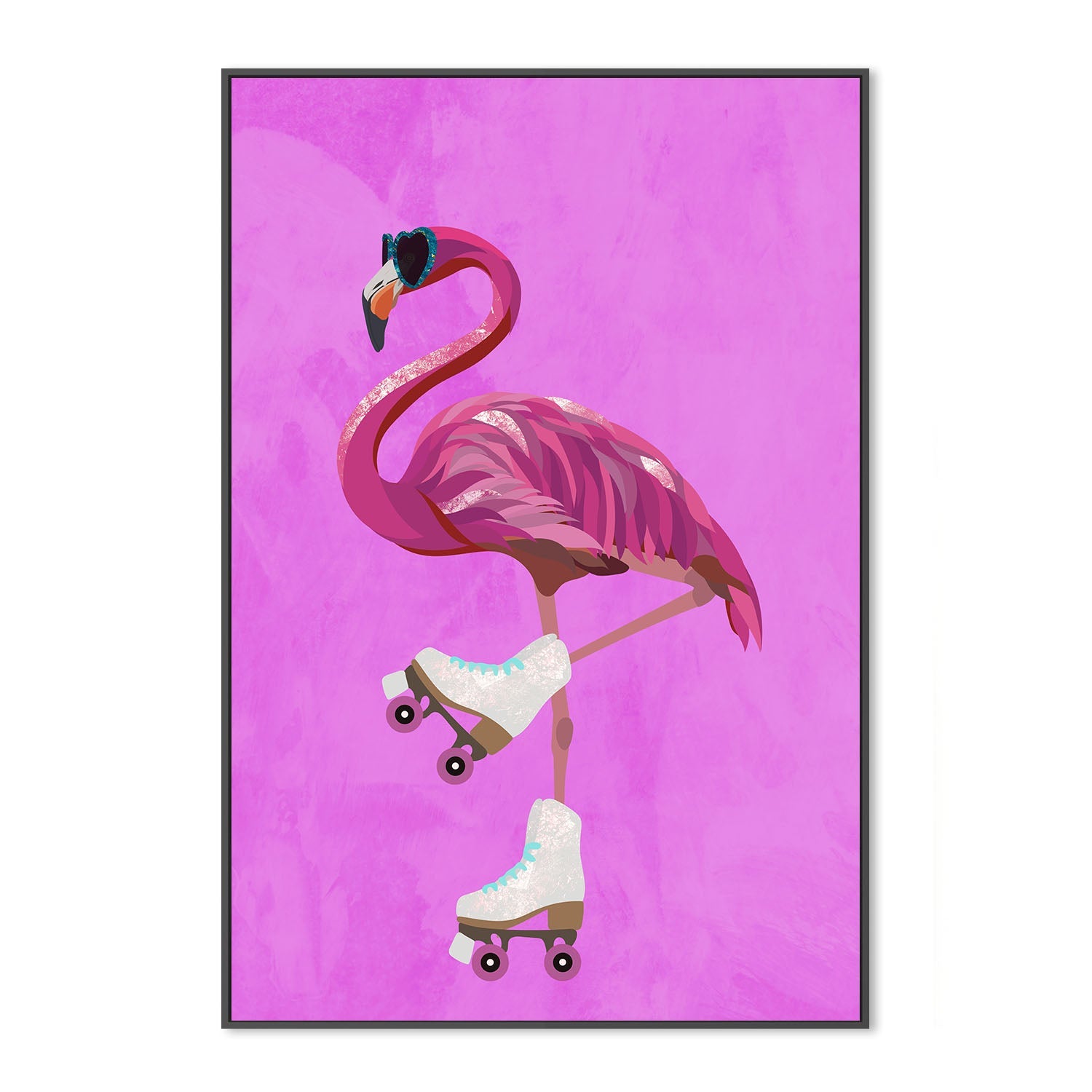 wall-art-print-canvas-poster-framed-Flamingo Rollerskating , By Sarah Manovski-3