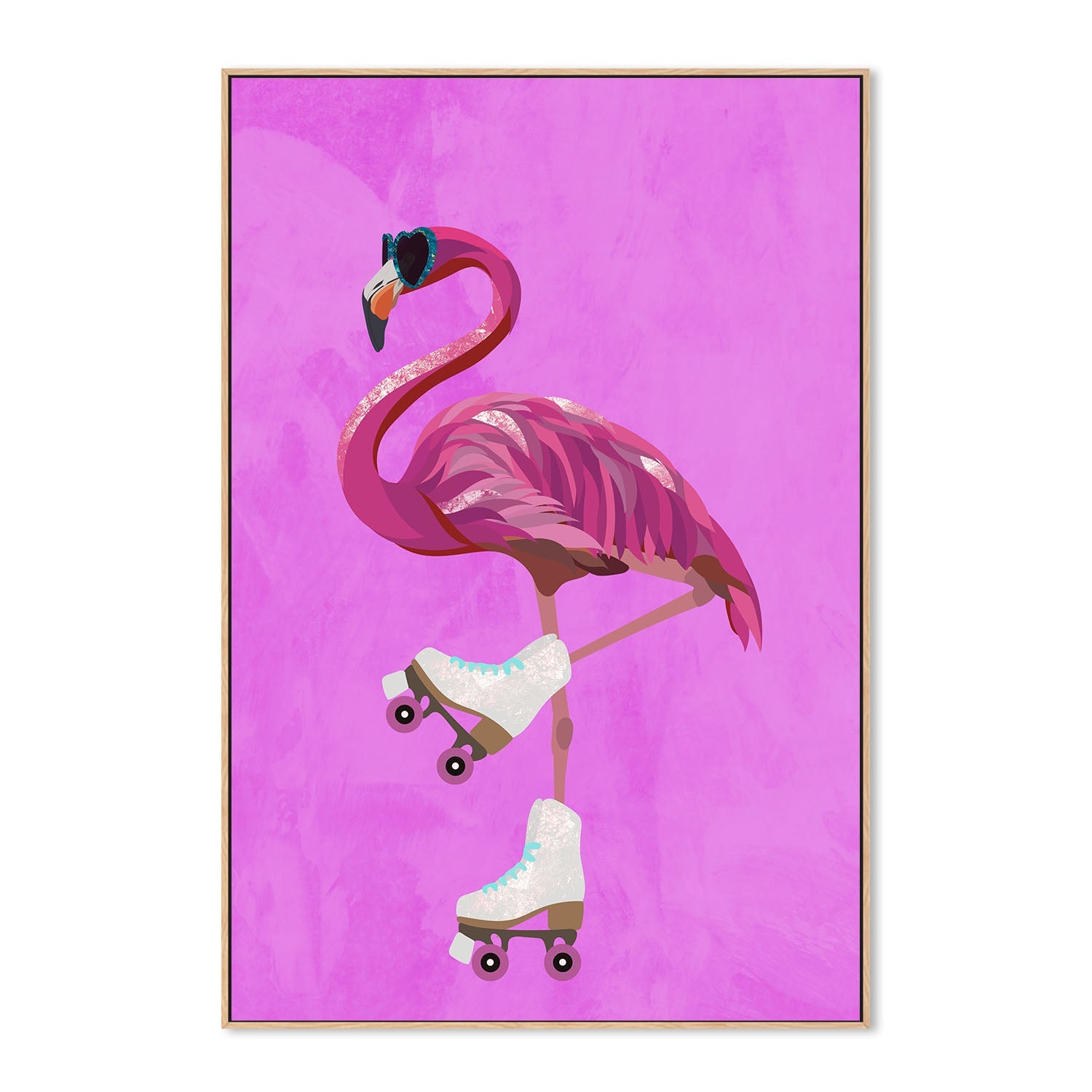 wall-art-print-canvas-poster-framed-Flamingo Rollerskating , By Sarah Manovski-4