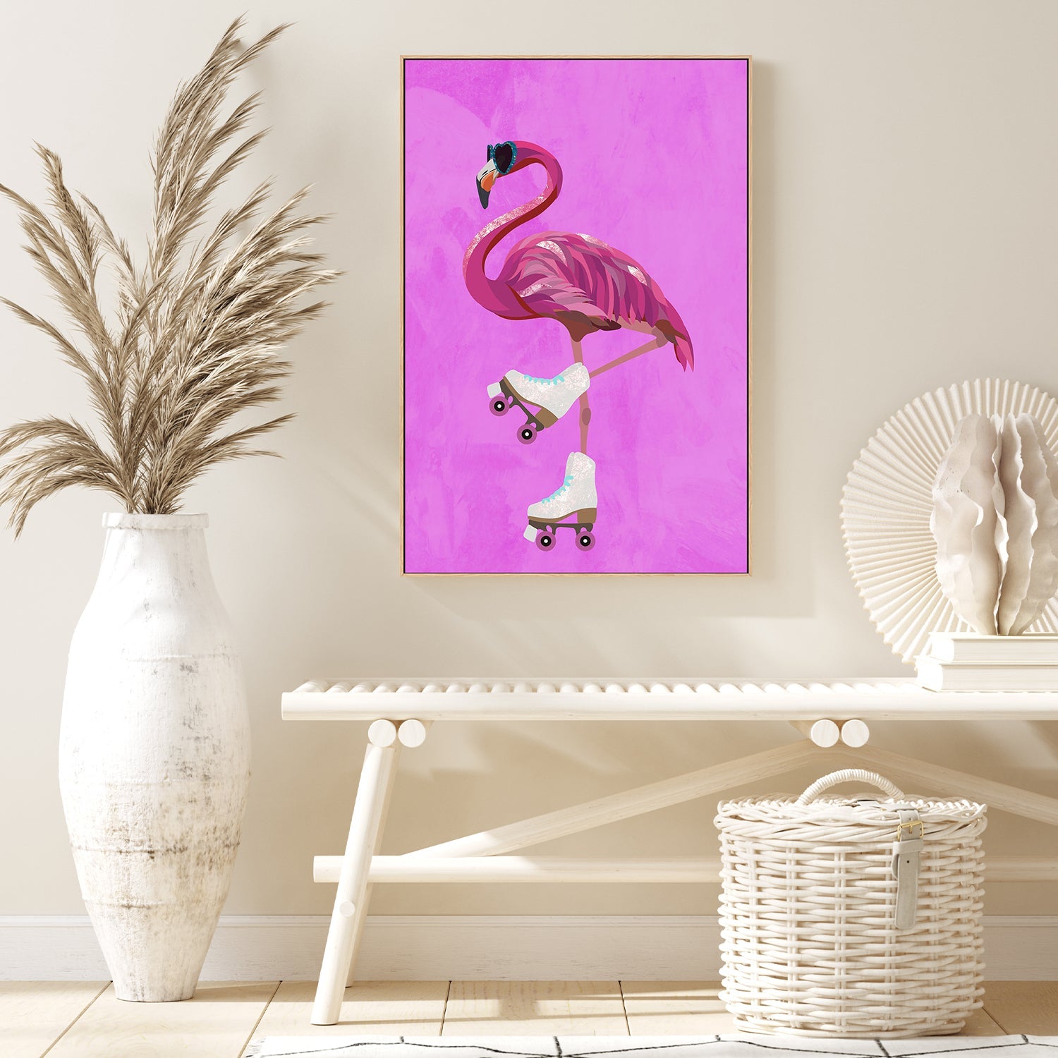 wall-art-print-canvas-poster-framed-Flamingo Rollerskating , By Sarah Manovski-7