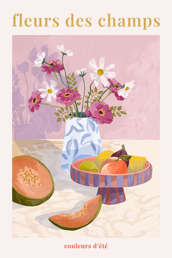 wall-art-print-canvas-poster-framed-Fleur Des Champs - Pink-1