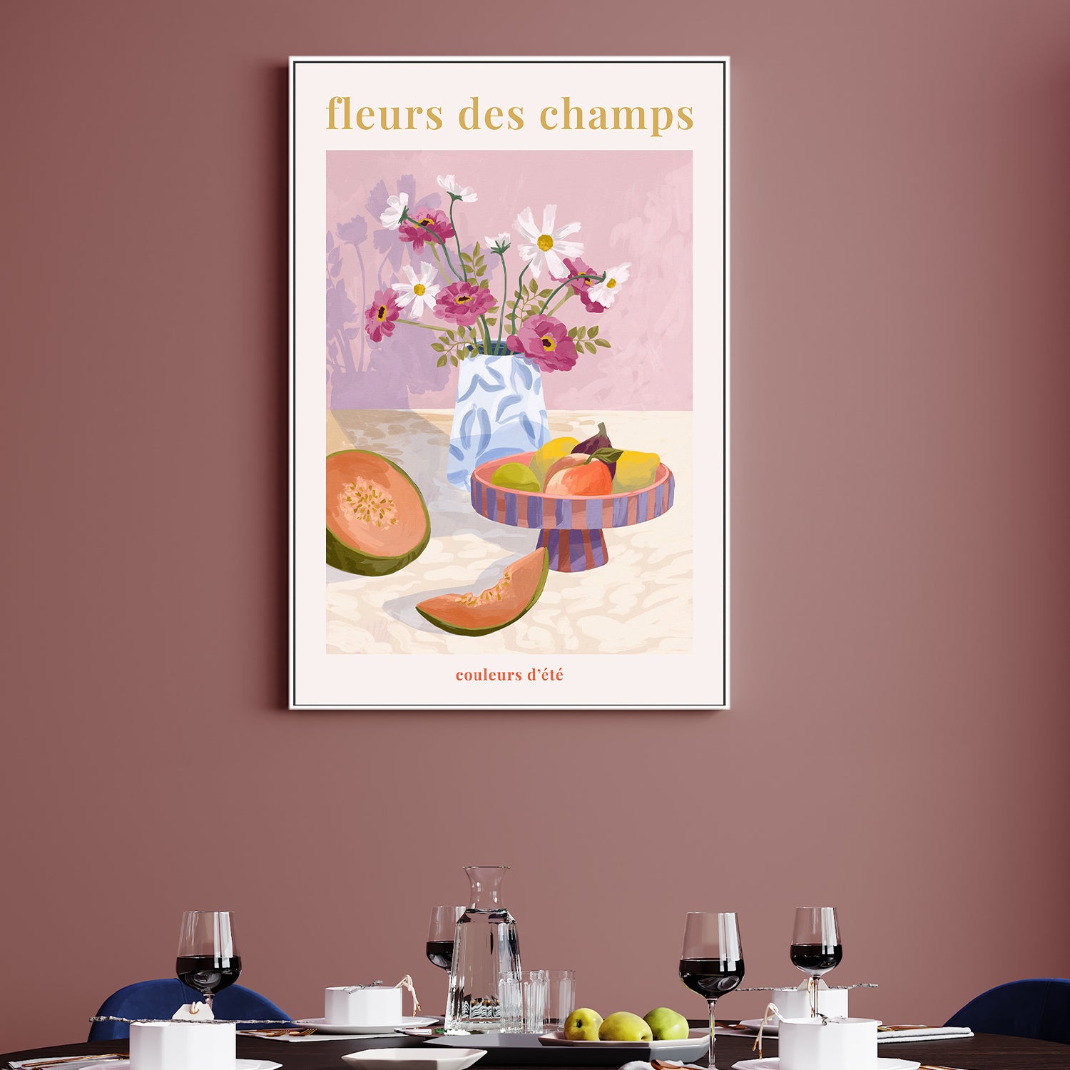 wall-art-print-canvas-poster-framed-Fleur Des Champs - Pink-2