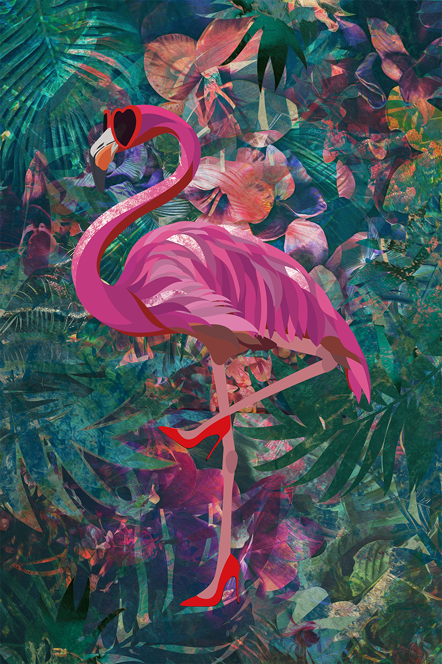 wall-art-print-canvas-poster-framed-Flirty Flamingo , By Sarah Manovski-1