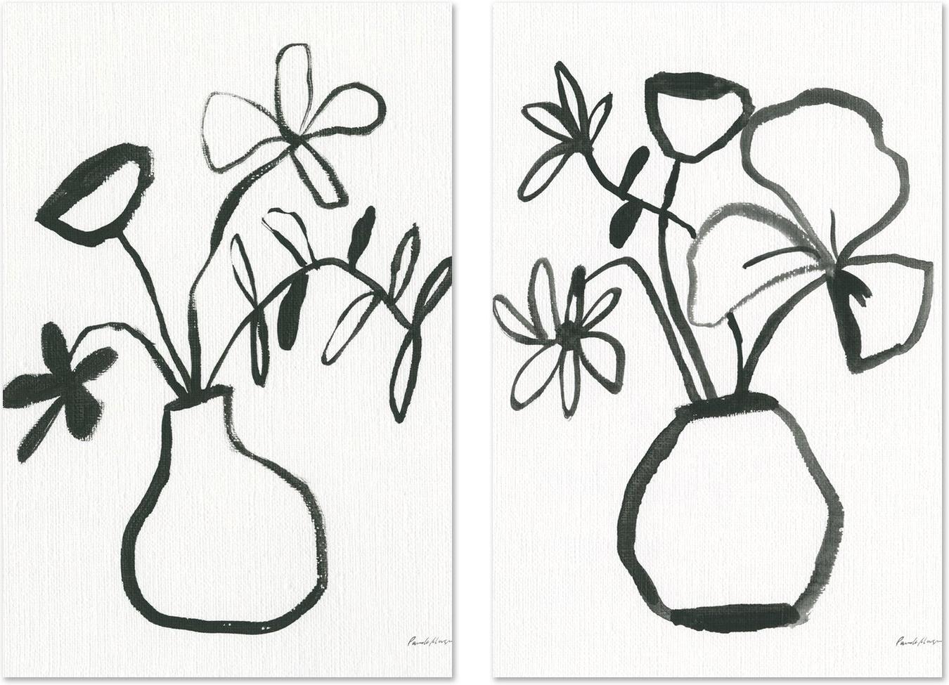 wall-art-print-canvas-poster-framed-Floral Sketch, Set of 2-by-Pamela Munger-Gioia Wall Art