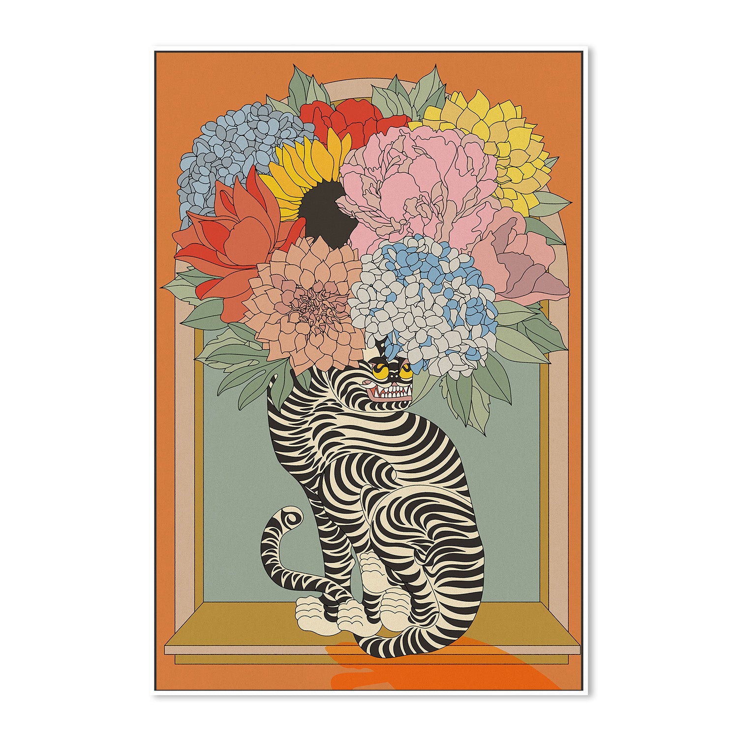 wall-art-print-canvas-poster-framed-Floral Tiger Vase-5
