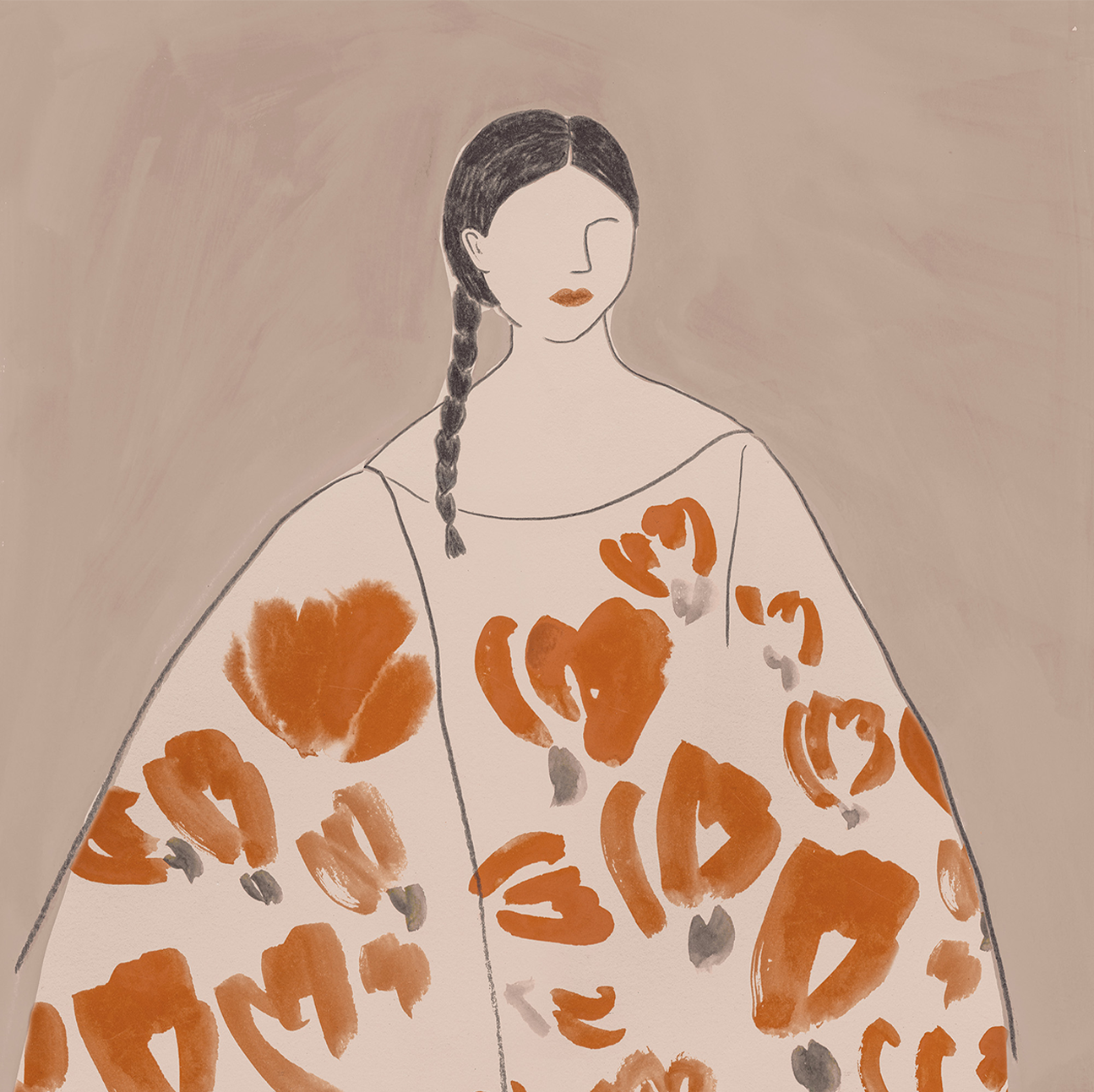 wall-art-print-canvas-poster-framed-Floral Woman, Mocha Tone, Style A , By Lily K-1