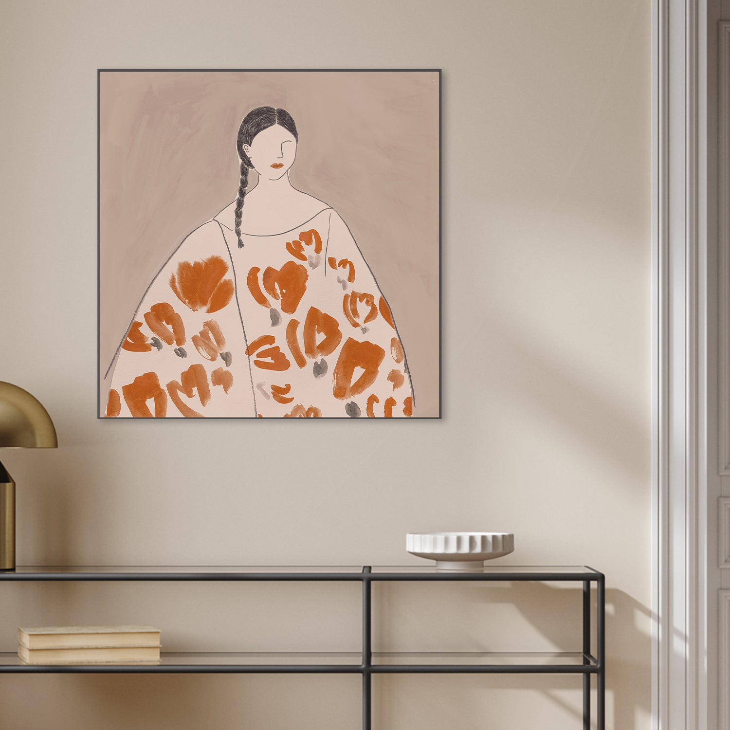 wall-art-print-canvas-poster-framed-Floral Woman, Mocha Tone, Style A , By Lily K-2