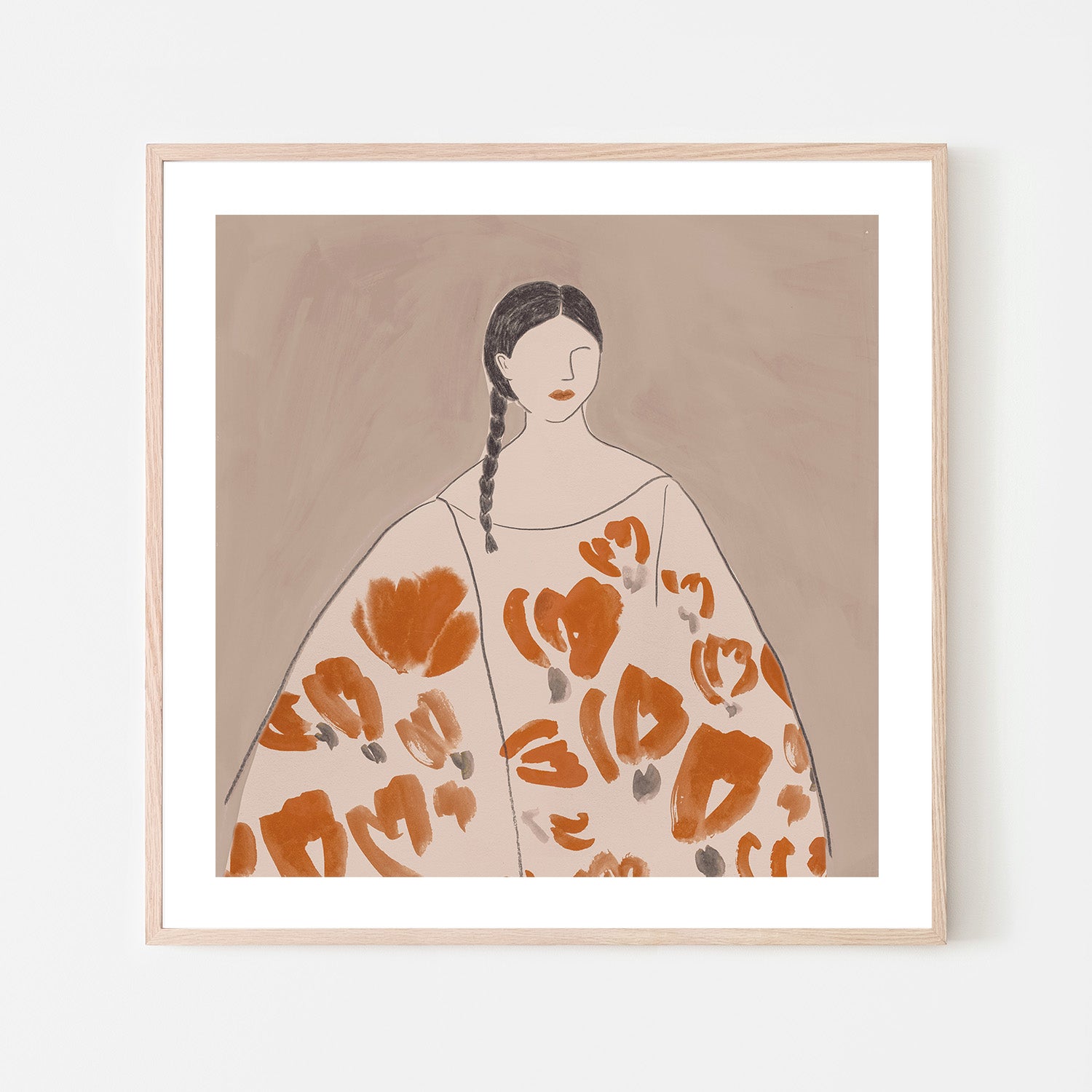 wall-art-print-canvas-poster-framed-Floral Woman, Mocha Tone, Style A , By Lily K-6