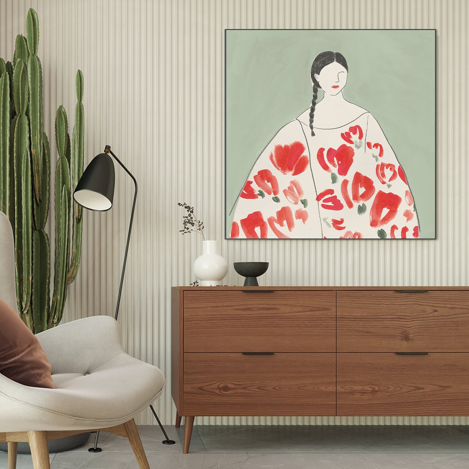 wall-art-print-canvas-poster-framed-Floral Woman, Style A , By Lily K-2