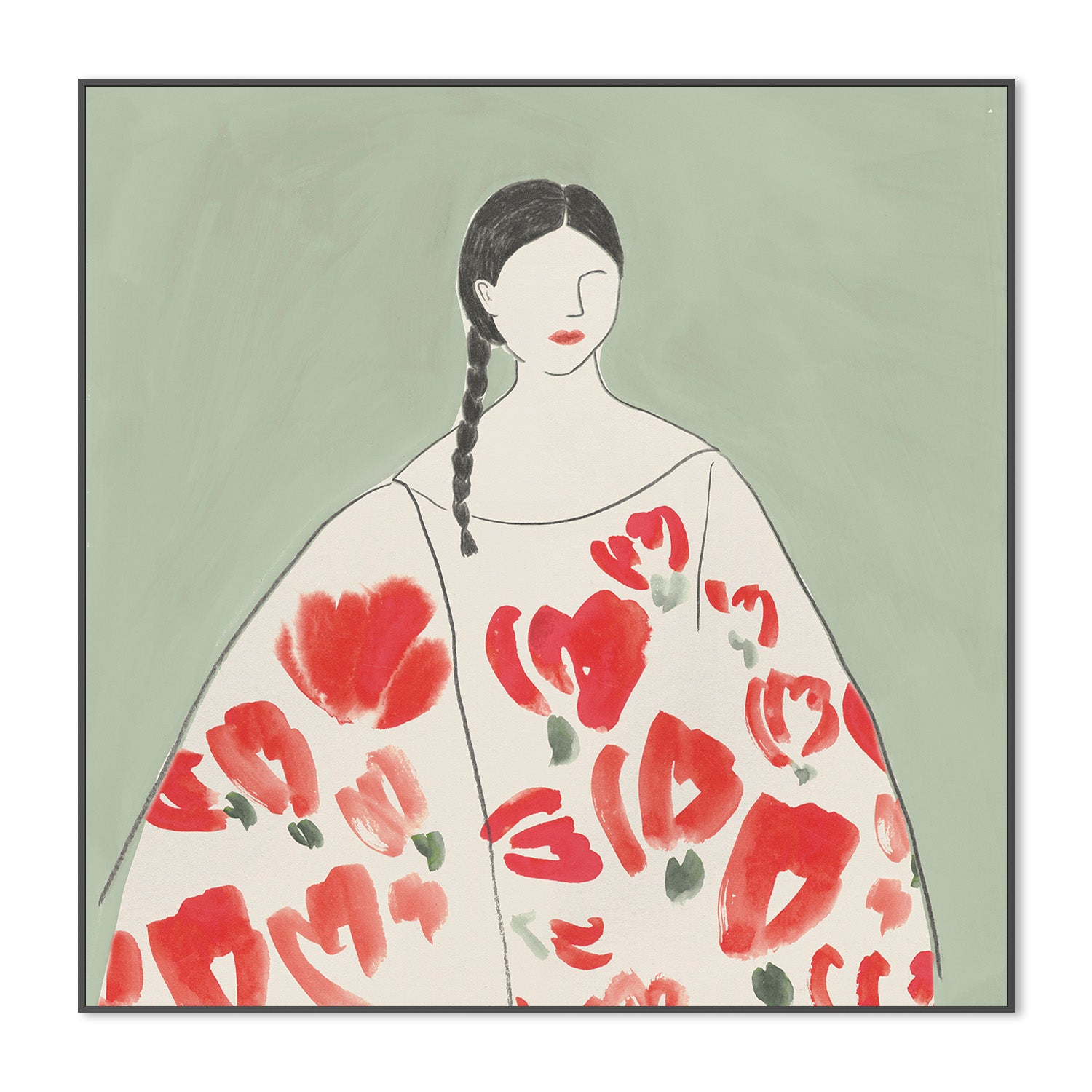wall-art-print-canvas-poster-framed-Floral Woman, Style A , By Lily K-3
