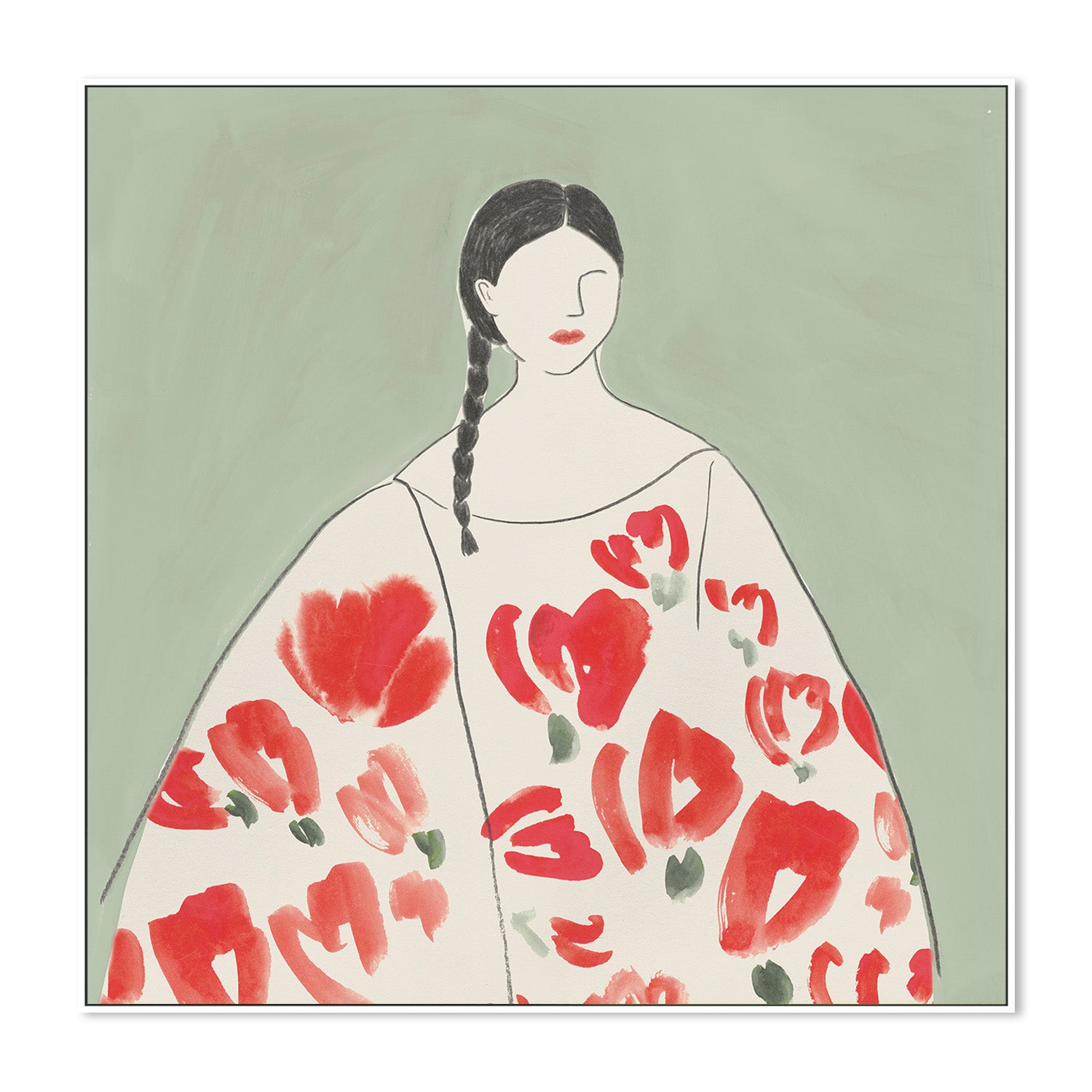wall-art-print-canvas-poster-framed-Floral Woman, Style A , By Lily K-5