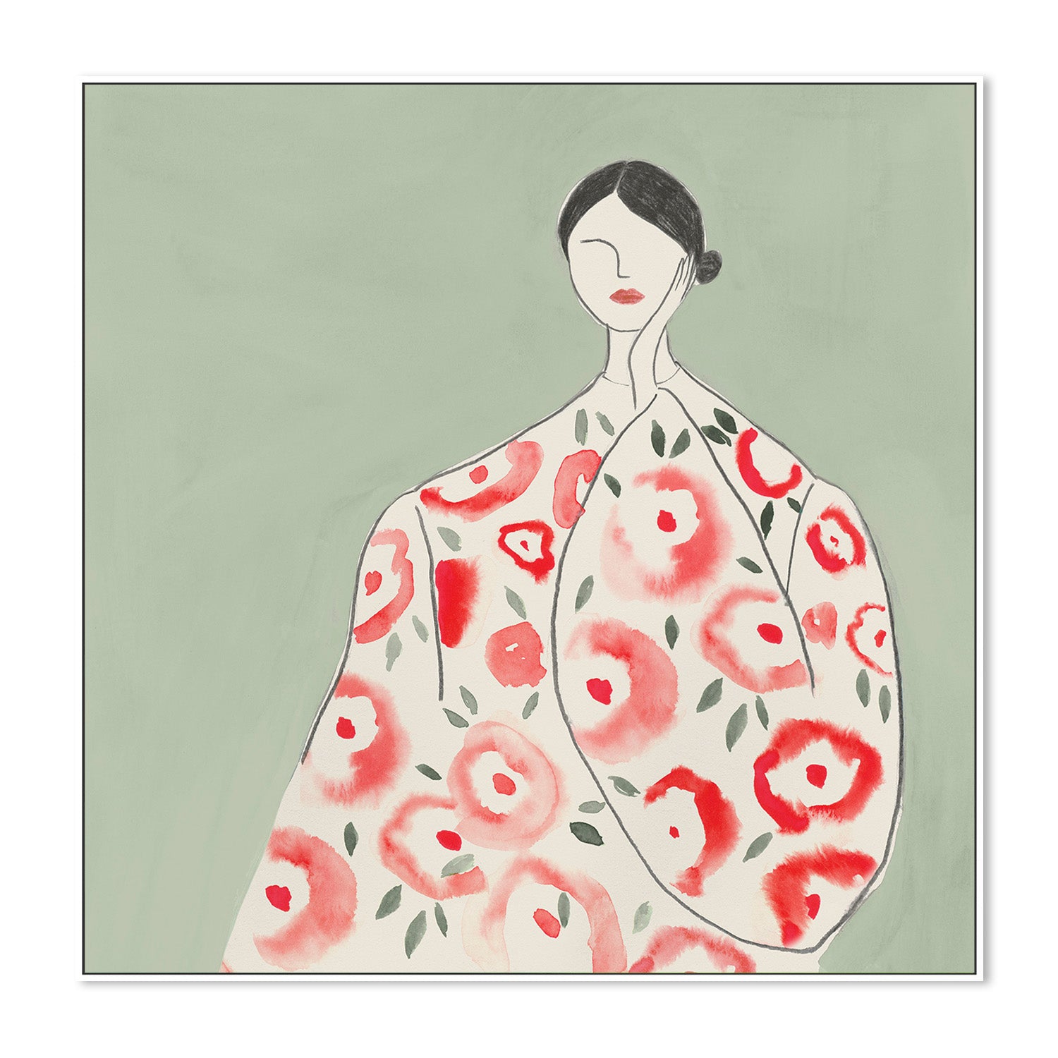 wall-art-print-canvas-poster-framed-Floral Woman, Style B , By Lily K-5