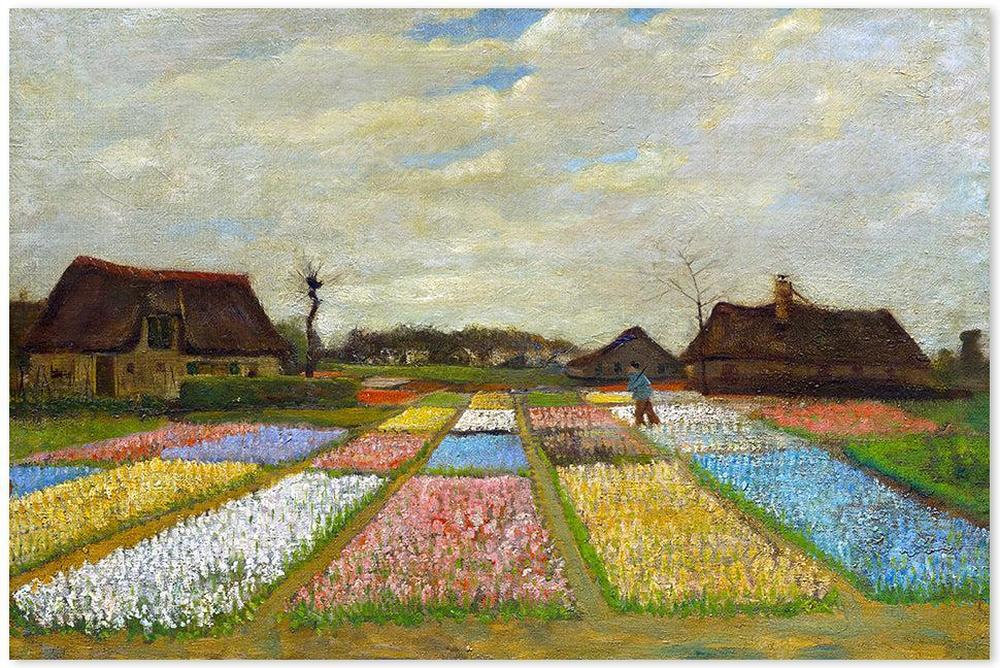 wall-art-print-canvas-poster-framed-Flower Beds In Holland, Van Gogh-by-Gioia Wall Art-Gioia Wall Art