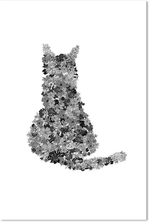 wall-art-print-canvas-poster-framed-Flower Cat, Style B-by-Danushka Abeygoda-Gioia Wall Art