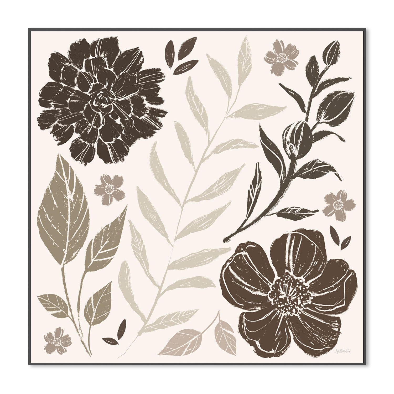 wall-art-print-canvas-poster-framed-Flower Feast, Style A, Brown-3