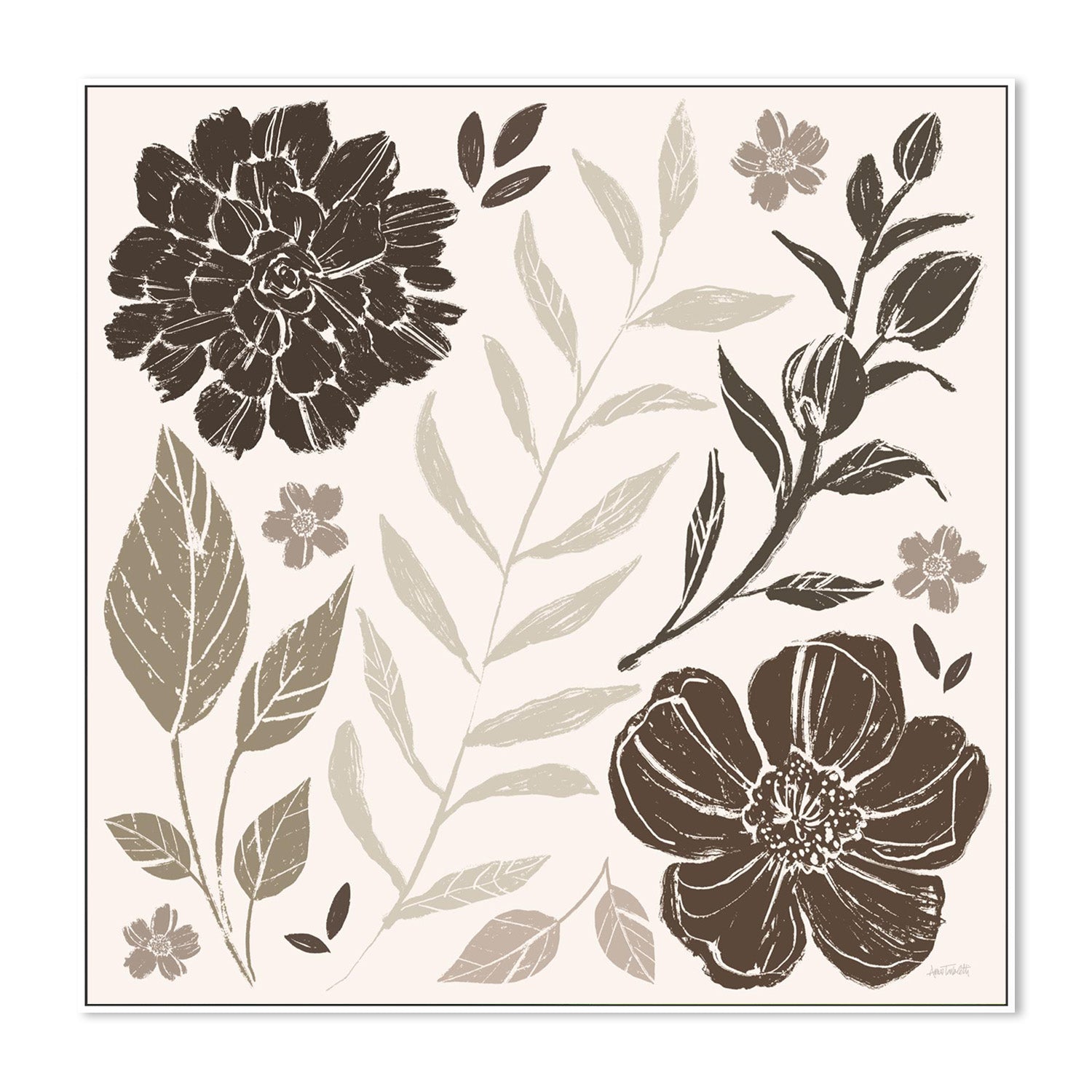 wall-art-print-canvas-poster-framed-Flower Feast, Style A, Brown-5