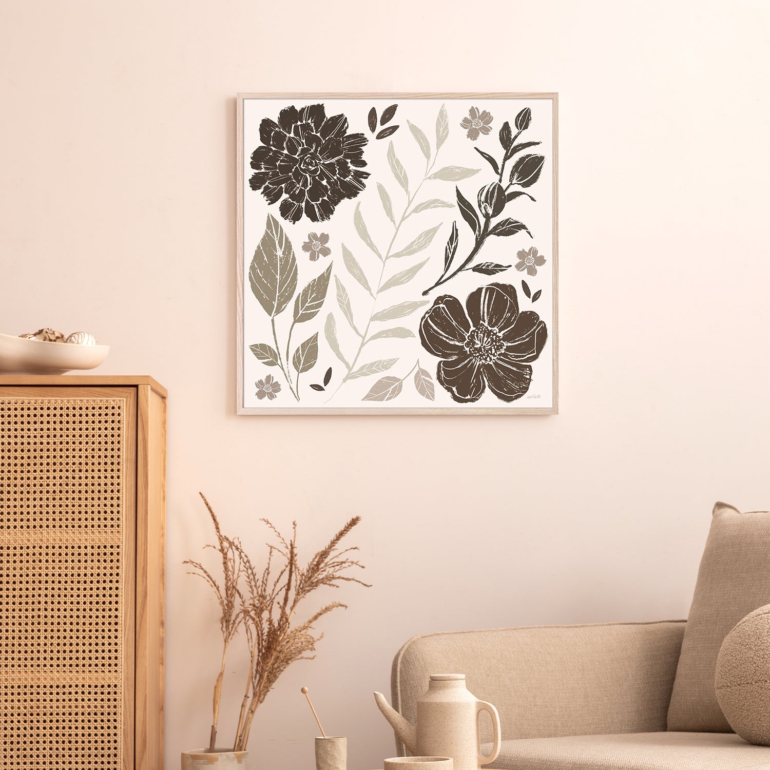 wall-art-print-canvas-poster-framed-Flower Feast, Style A, Brown-8