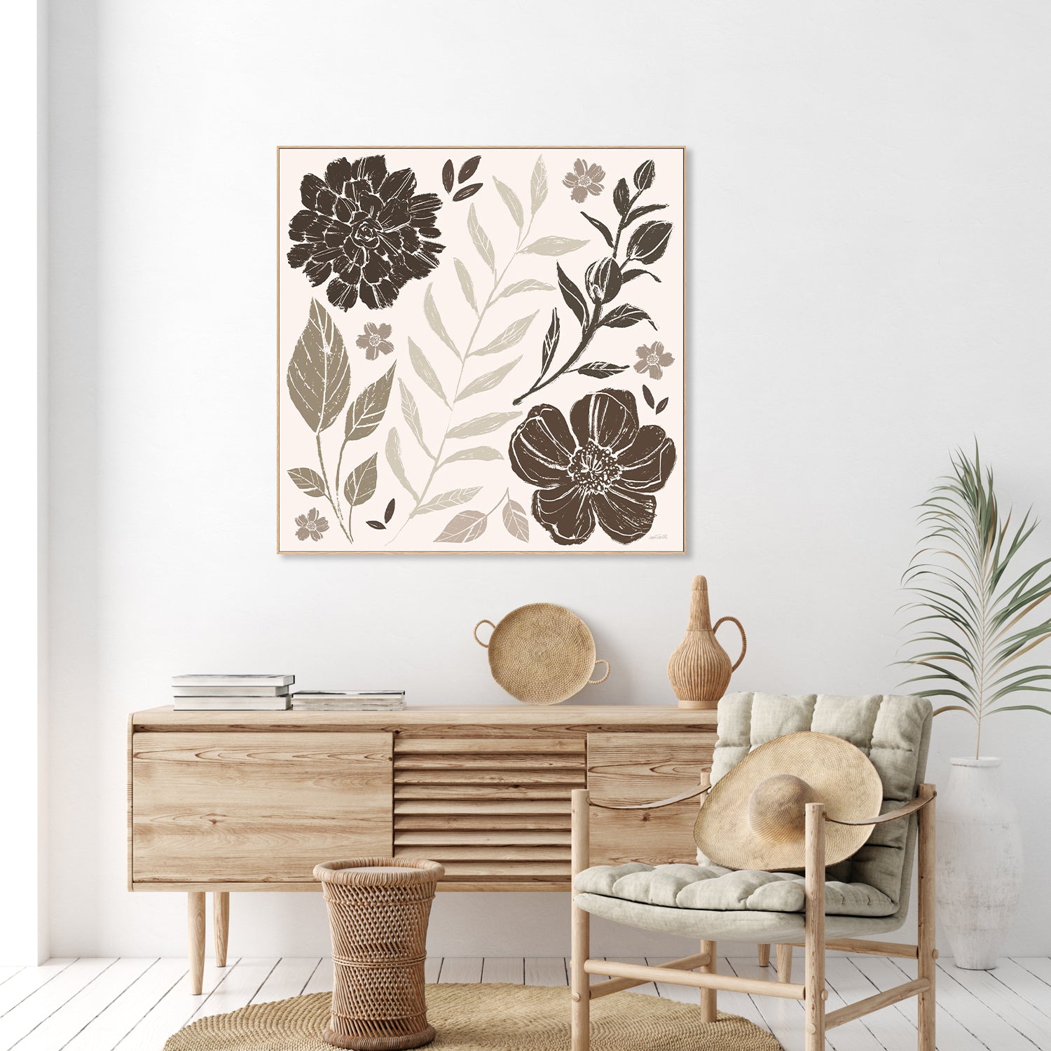 wall-art-print-canvas-poster-framed-Flower Feast, Style A, Brown-9