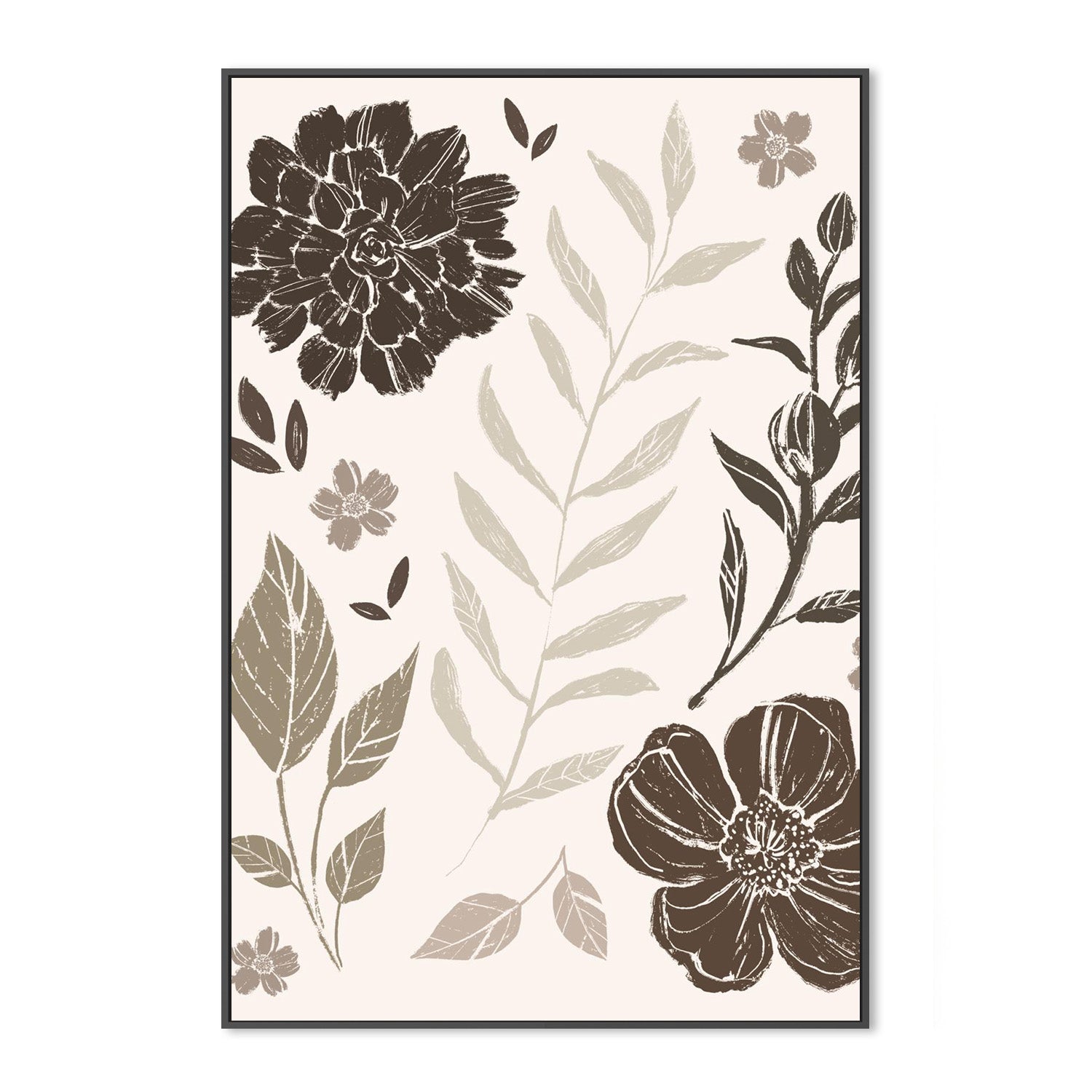 wall-art-print-canvas-poster-framed-Flower Feast, Style A, Brown v2-3