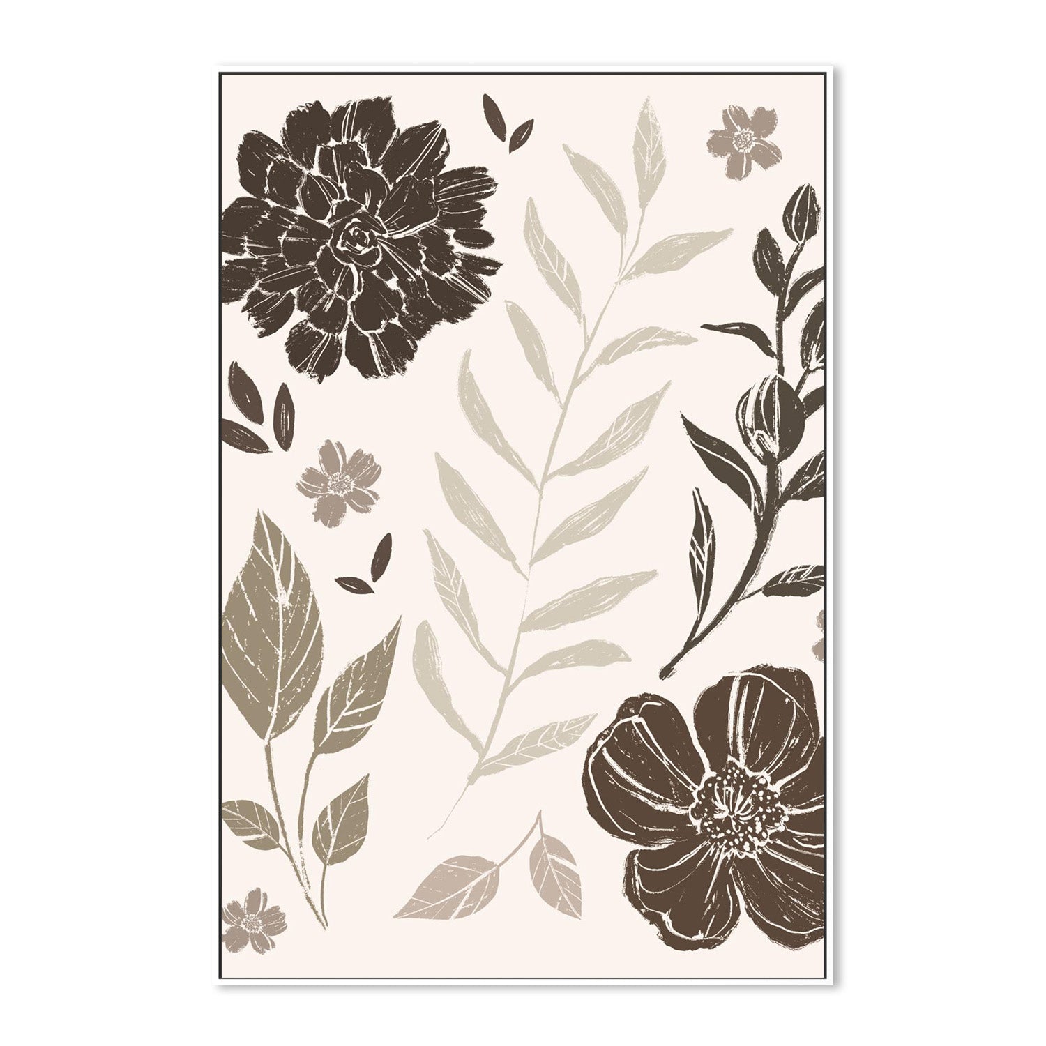 wall-art-print-canvas-poster-framed-Flower Feast, Style A, Brown v2-5