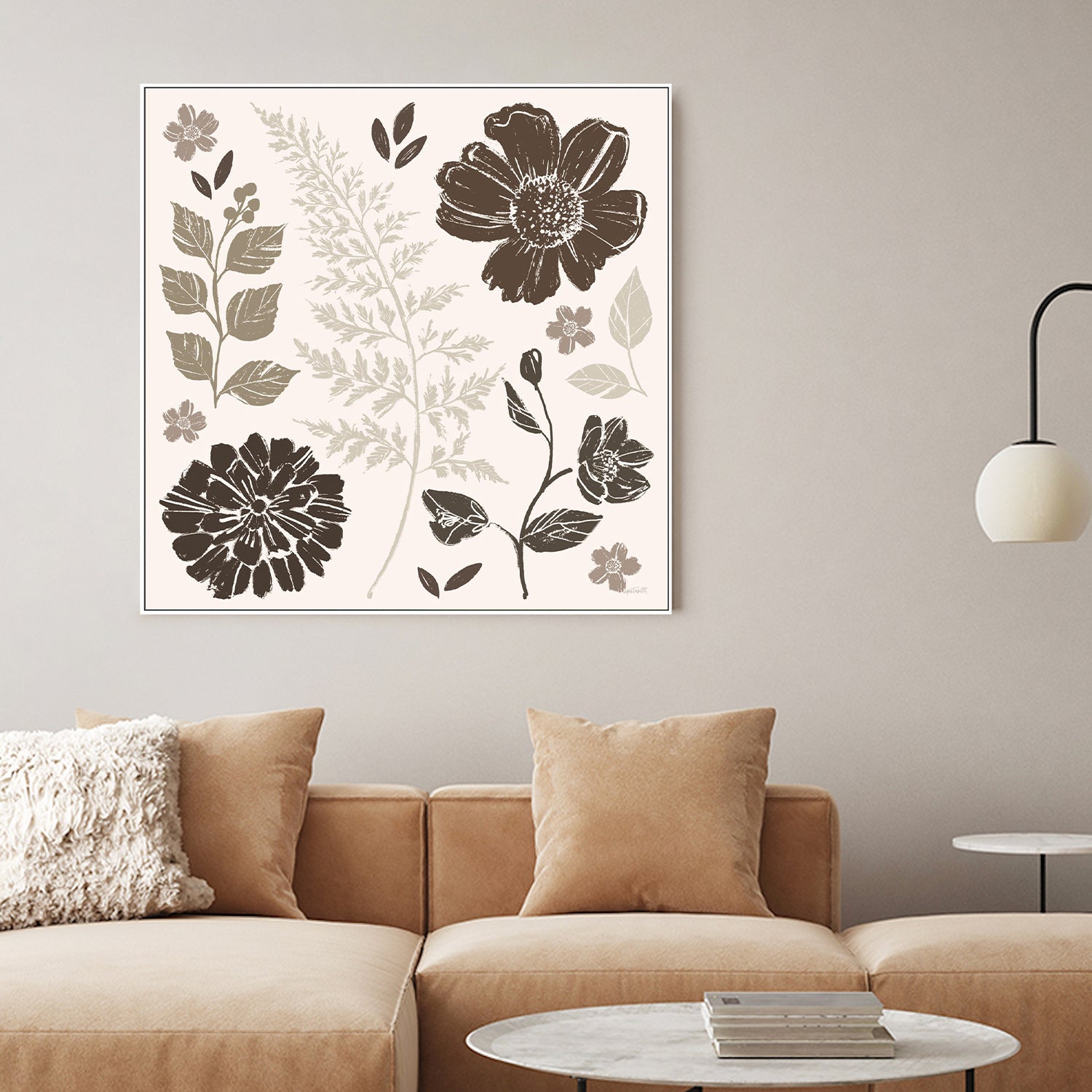 wall-art-print-canvas-poster-framed-Flower Feast, Style B, Brown-2