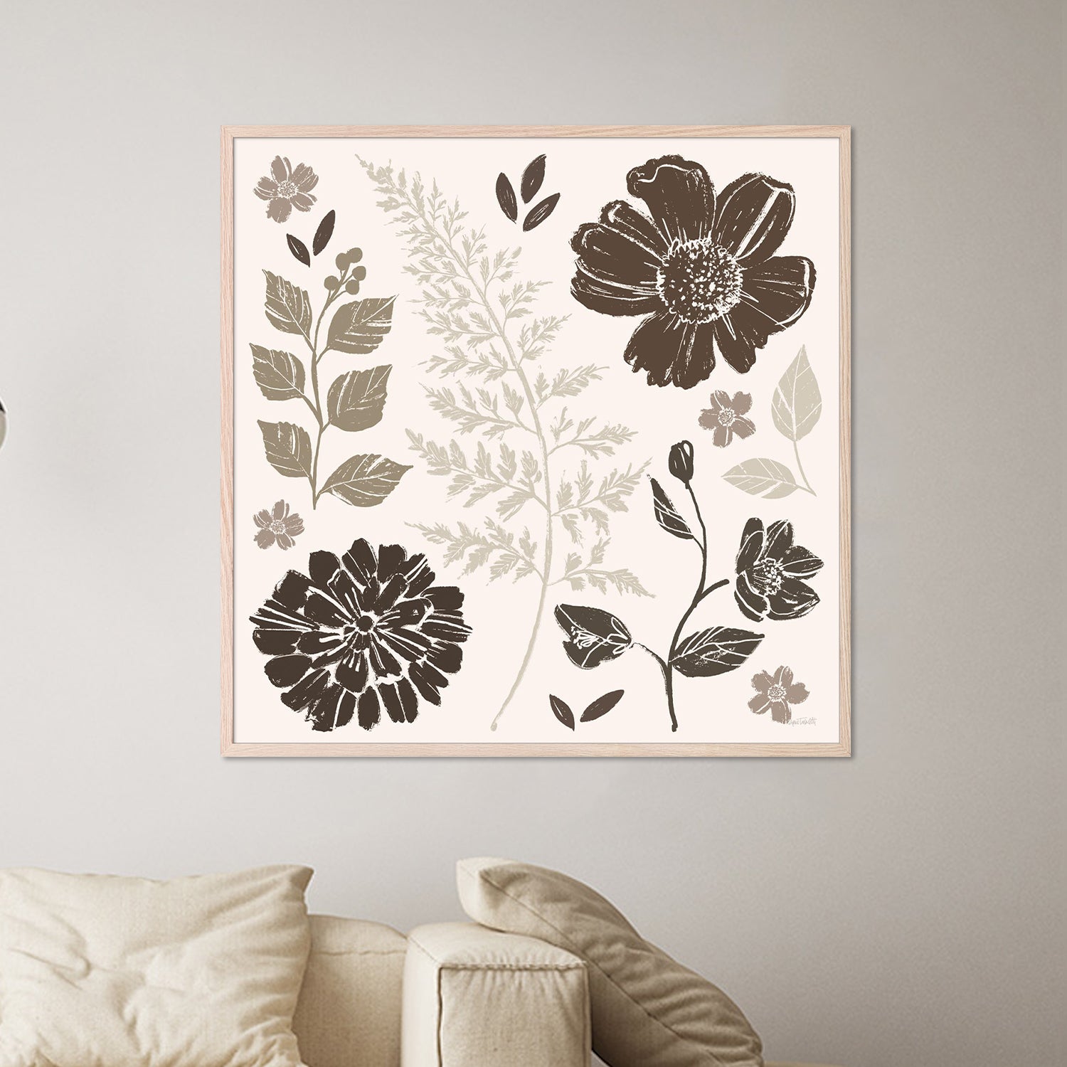 wall-art-print-canvas-poster-framed-Flower Feast, Style B, Brown-7