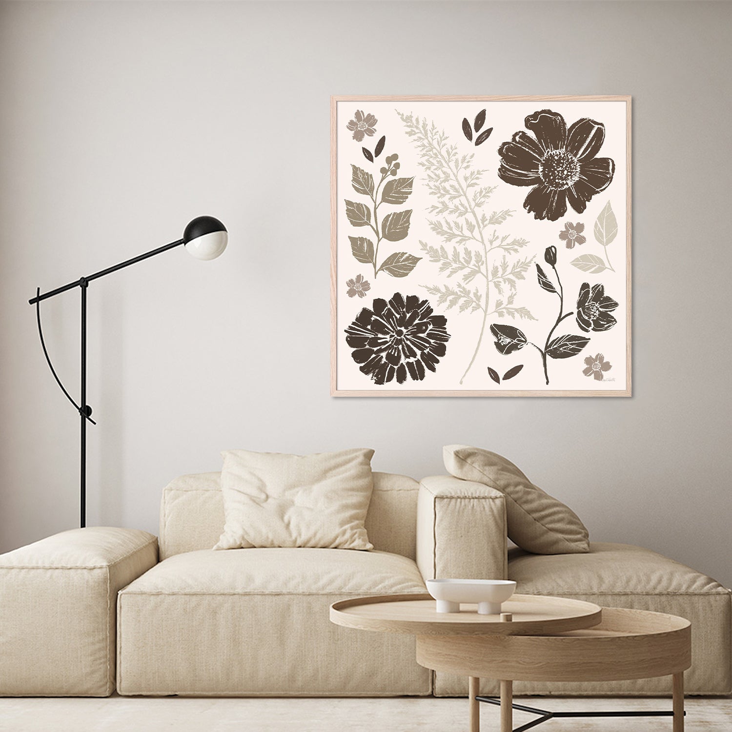 wall-art-print-canvas-poster-framed-Flower Feast, Style B, Brown-8