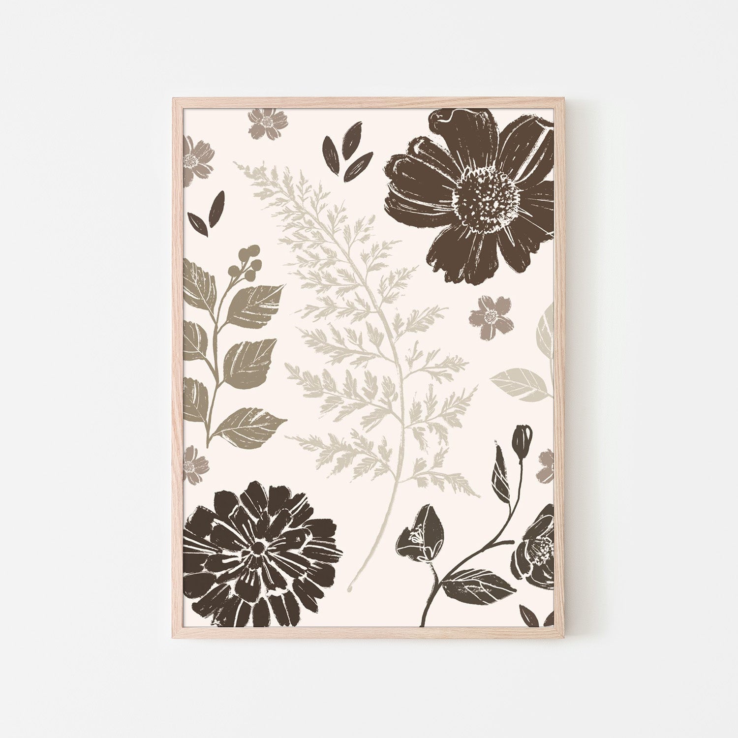 wall-art-print-canvas-poster-framed-Flower Feast , Style B, Brown v2-6