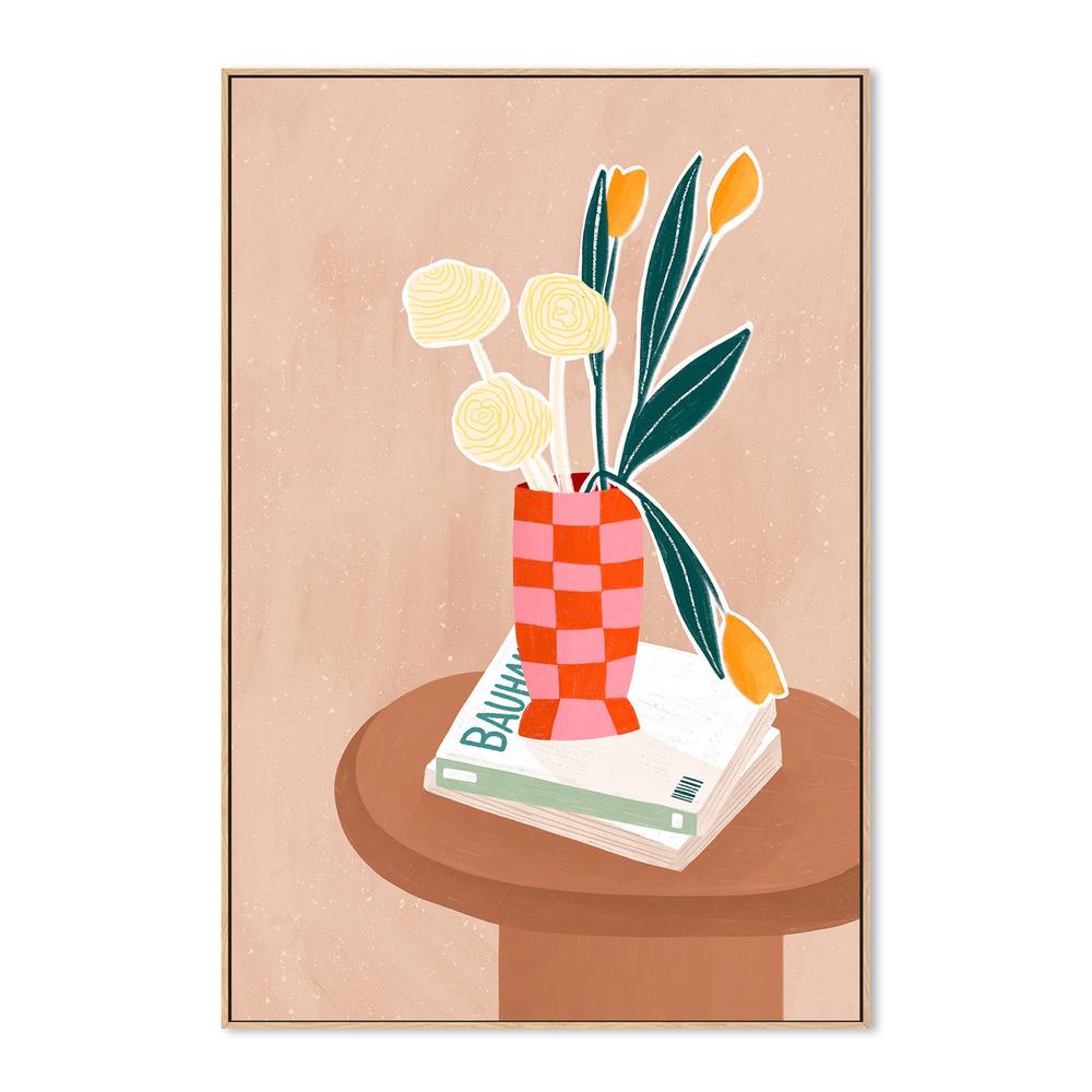wall-art-print-canvas-poster-framed-Flower With a Checkered Red Vase-4