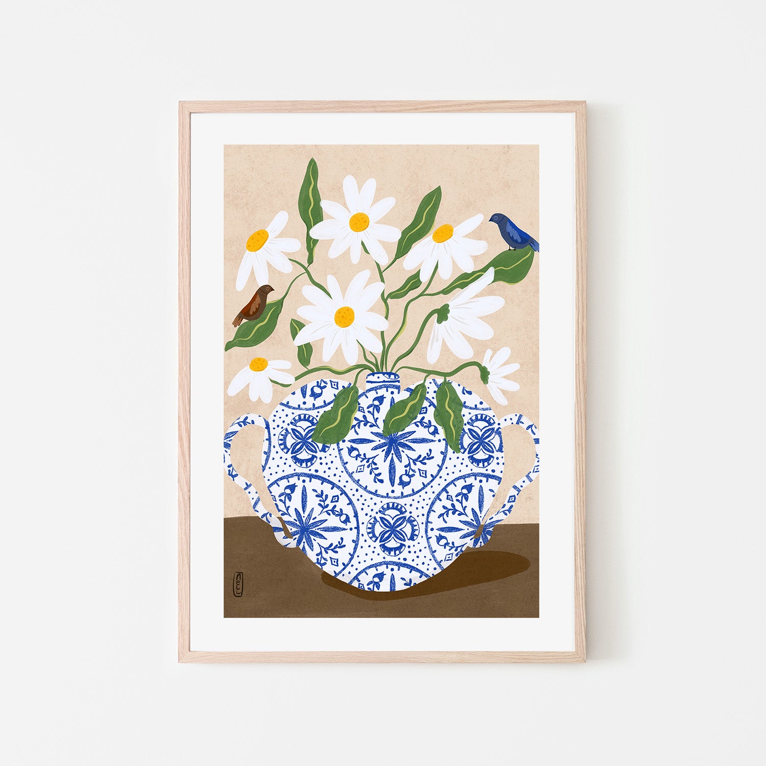 wall-art-print-canvas-poster-framed-Flowers And Birds in a Damask Vase-6