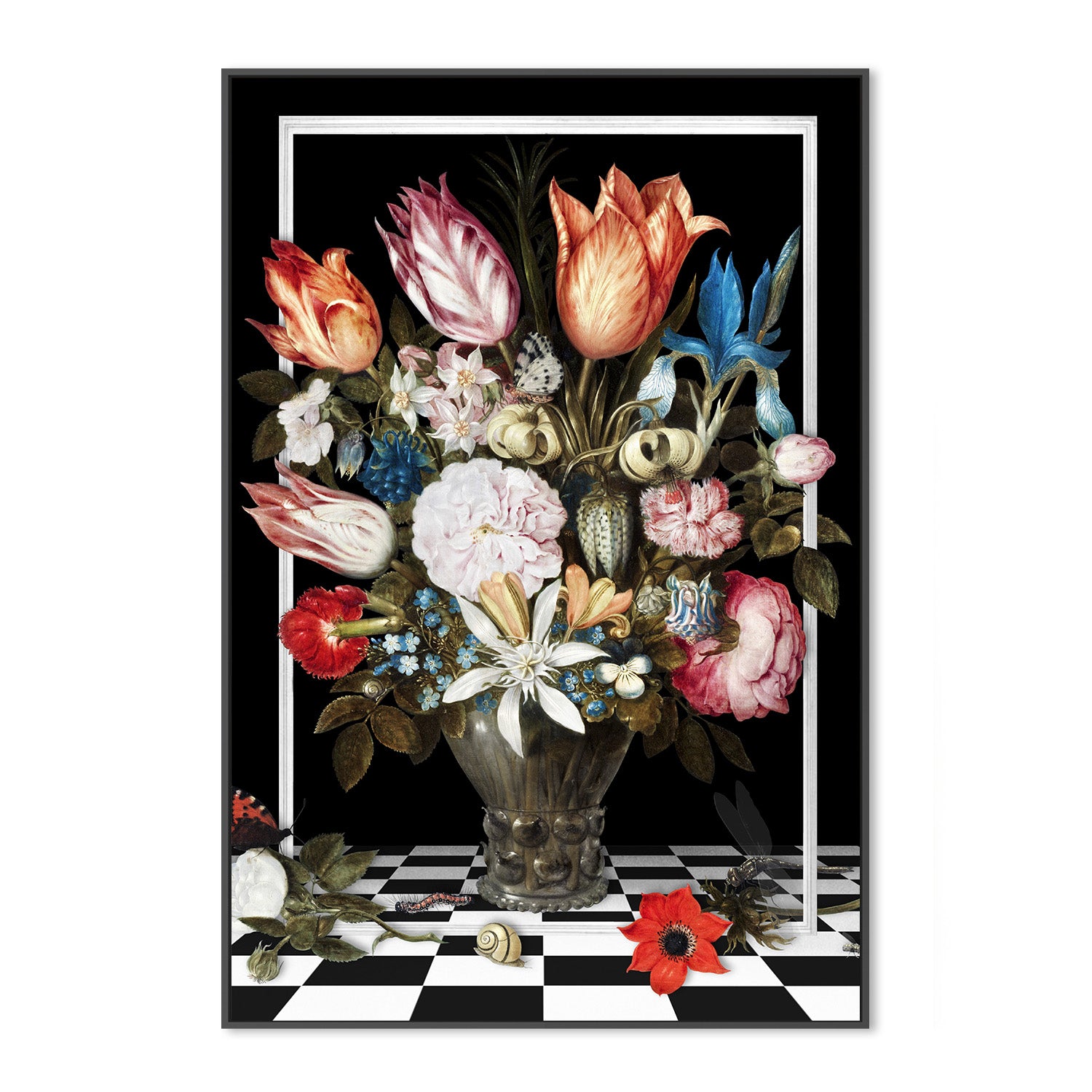 wall-art-print-canvas-poster-framed-Flowers In a Glass Vase-the Remix-3