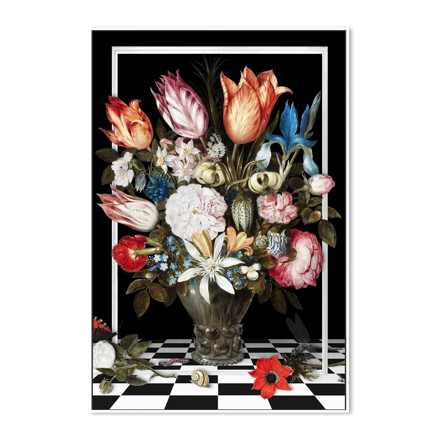 wall-art-print-canvas-poster-framed-Flowers In a Glass Vase-the Remix-5